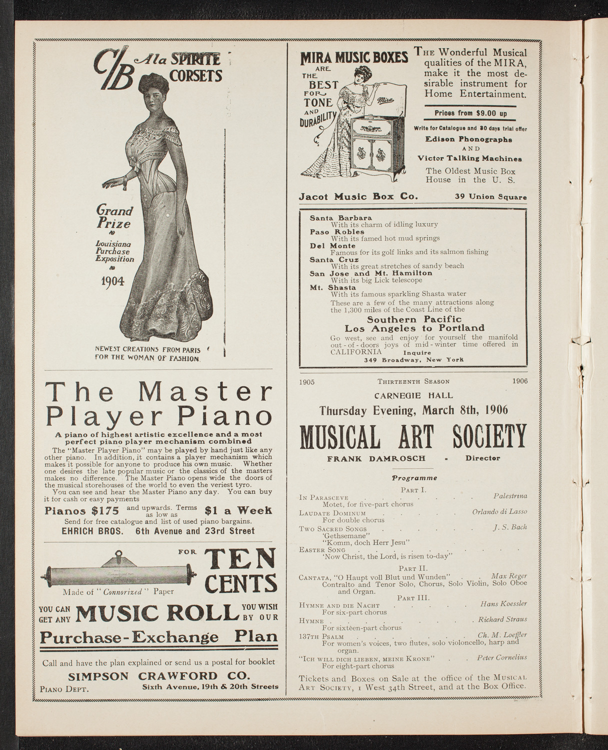 New York Philharmonic, January 20, 1906, program page 8