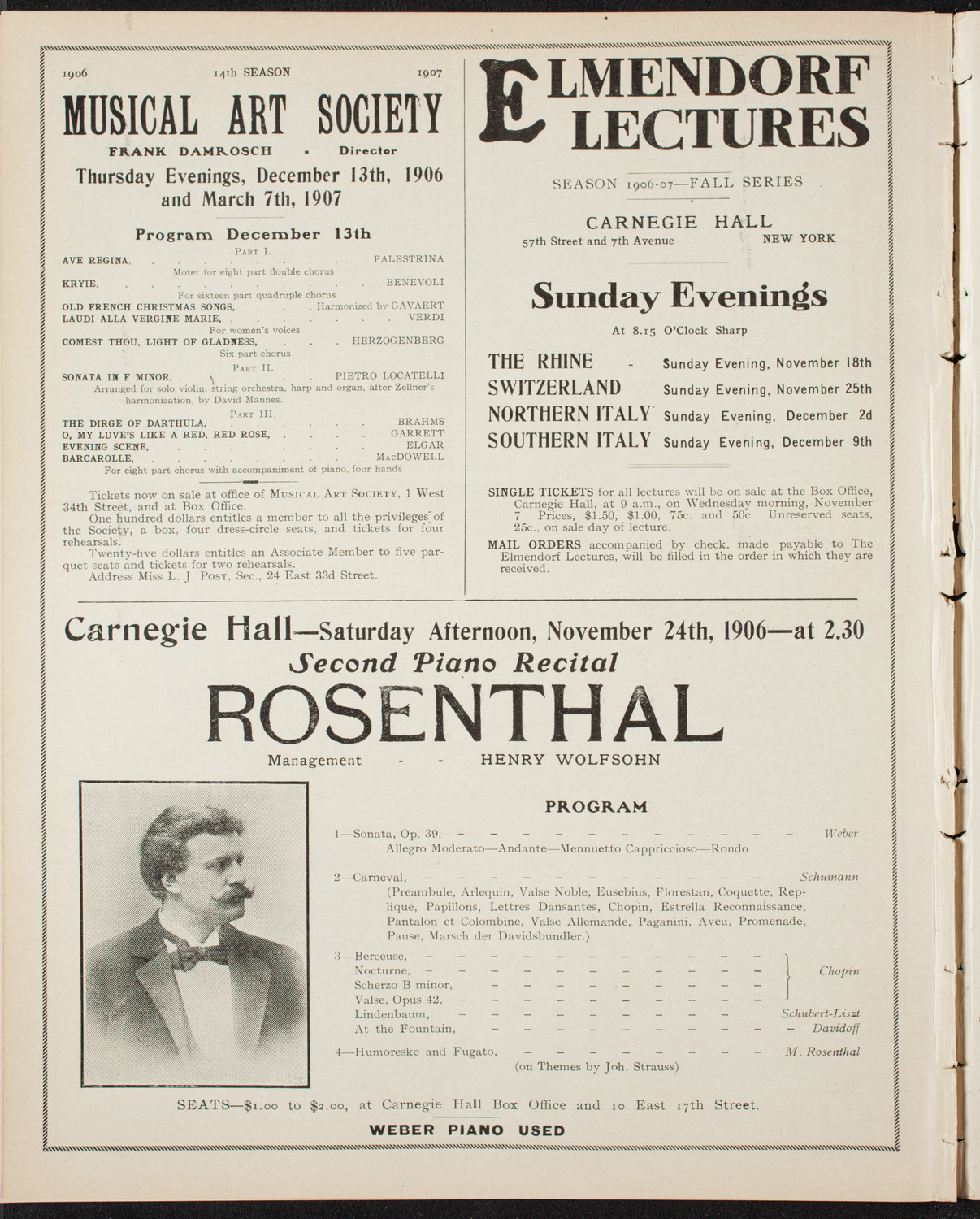Elmendorf Lecture: The Rhine, November 18, 1906, program page 10