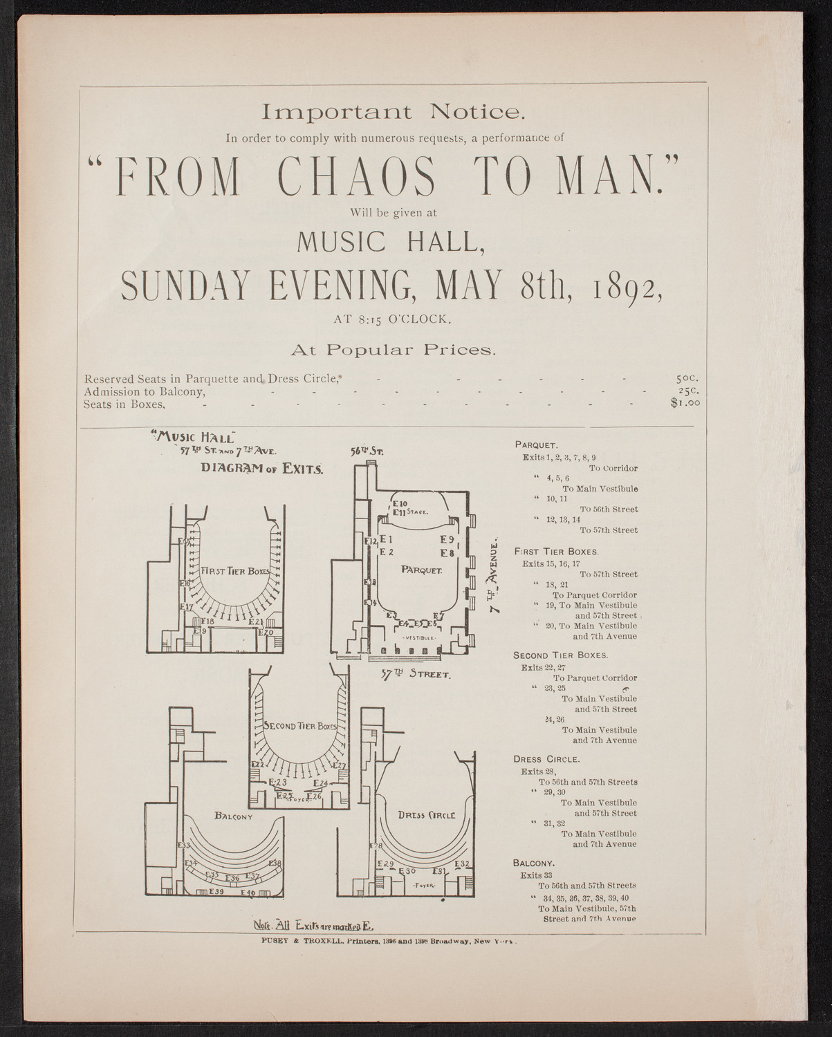 Urania Scientific Theatre, May 7, 1892, program page 8