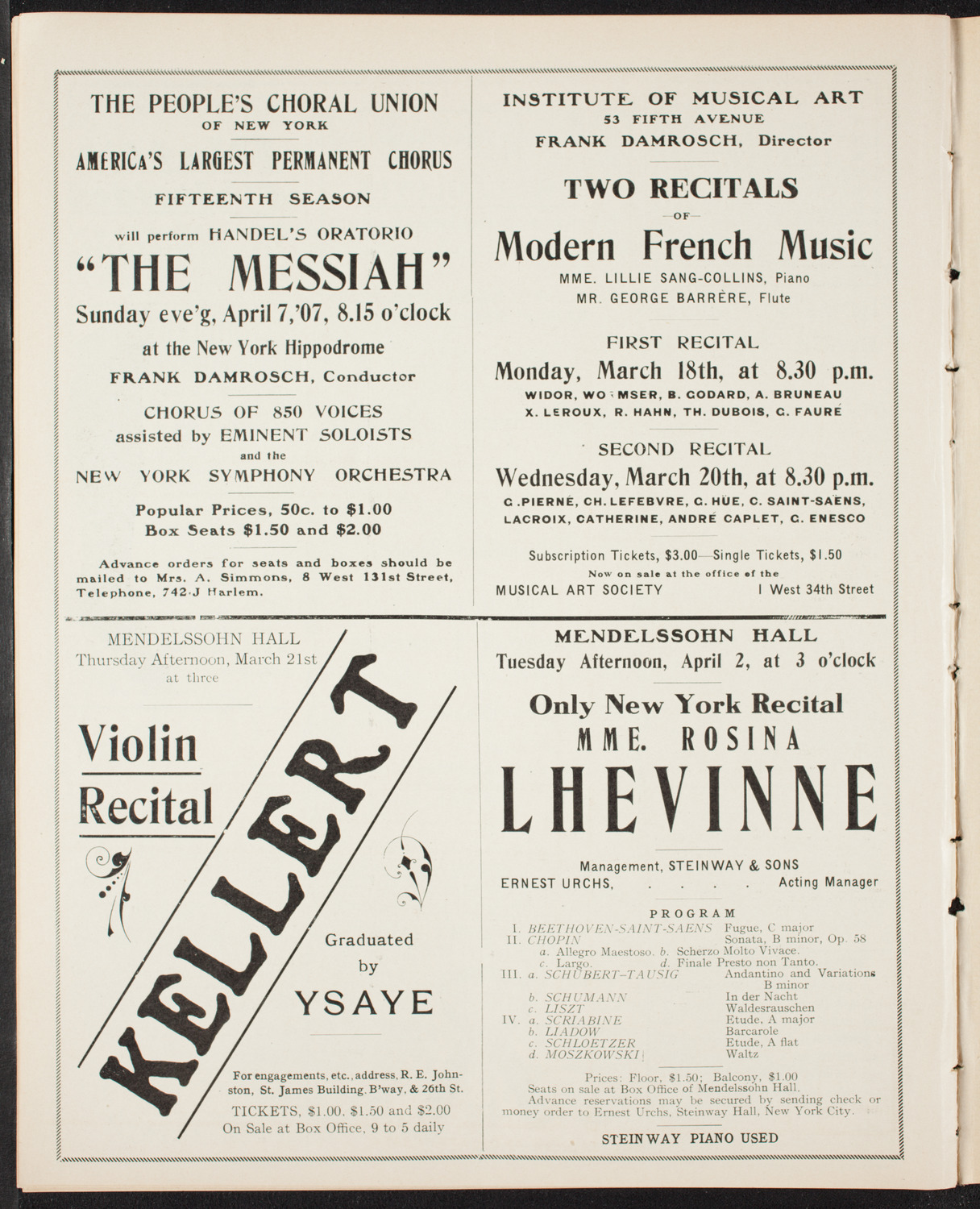 Russian Symphony Society of New York, March 14, 1907, program page 10