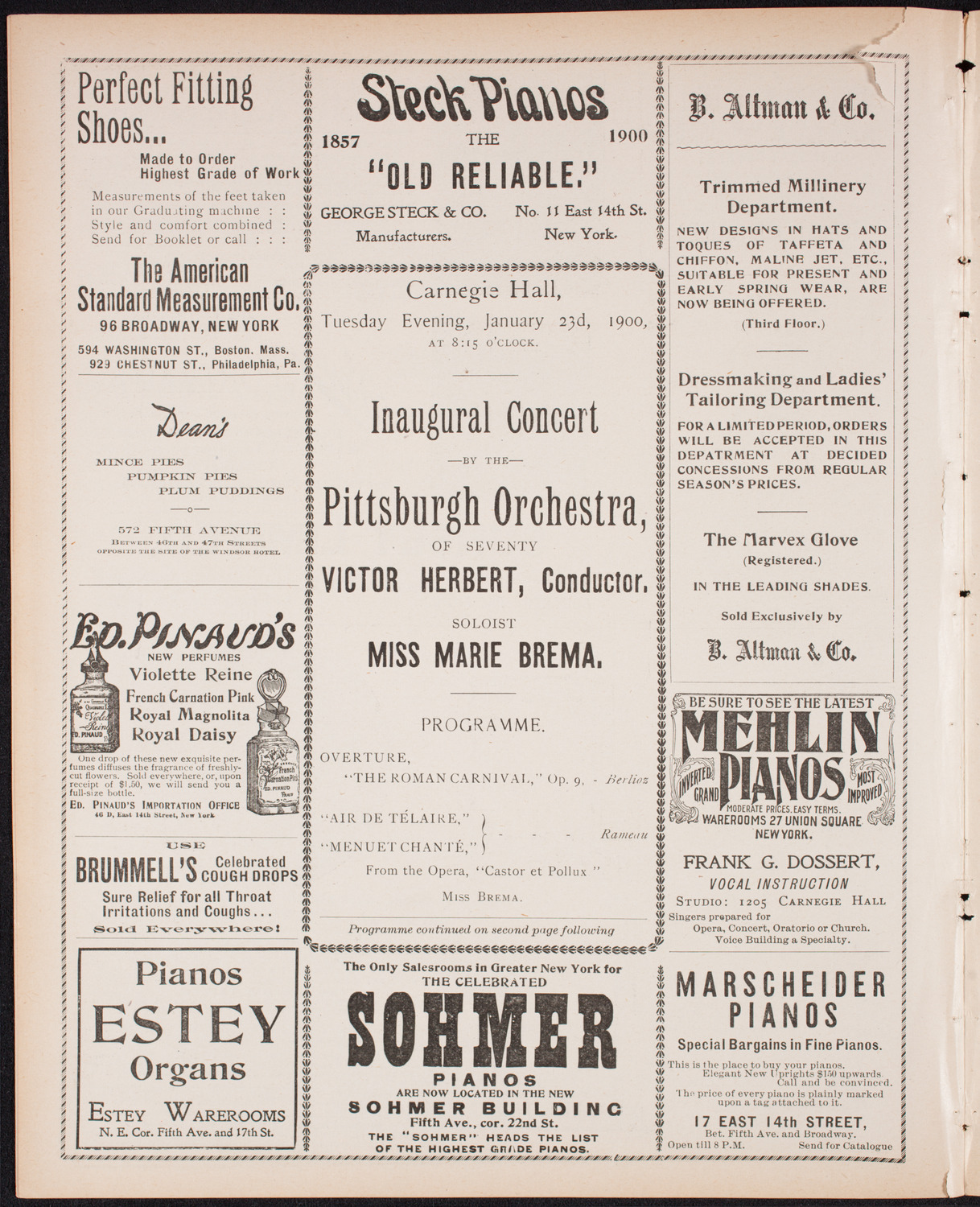 Pittsburgh Symphony Orchestra, January 23, 1900, program page 4