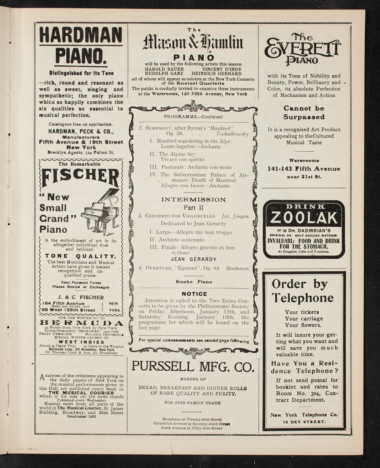 New York Philharmonic, January 5, 1906, program page 7
