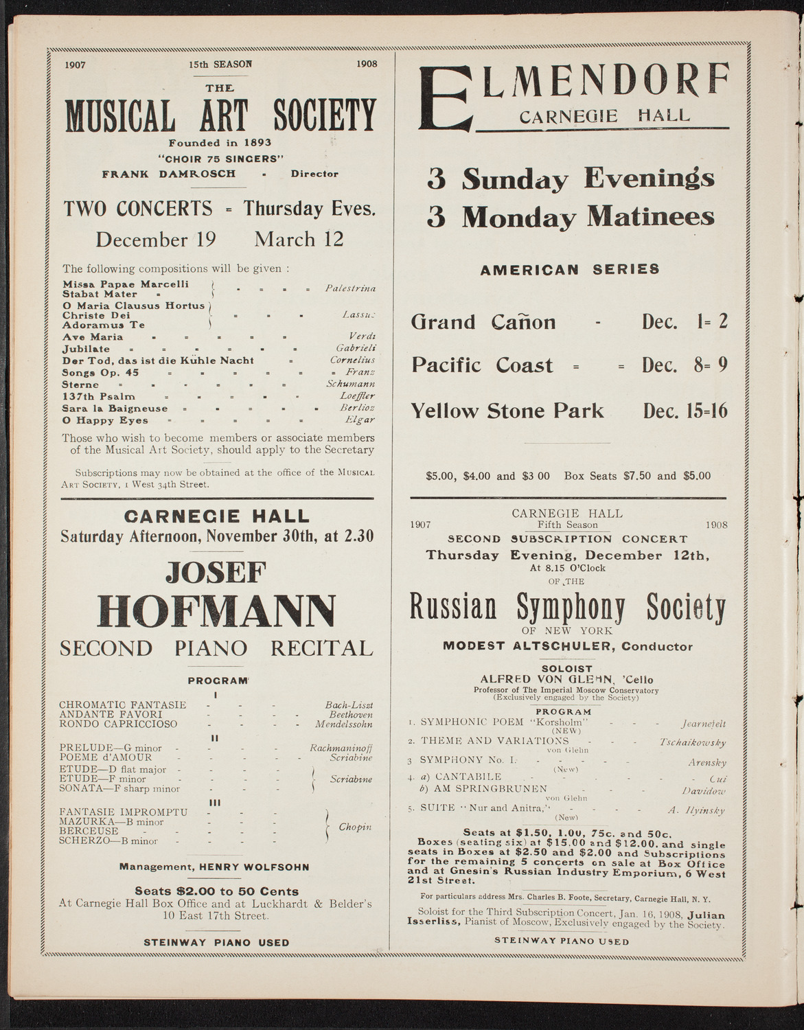 Denis O'Sullivan, assisted by 69th Regiment Band, November 28, 1907, program page 10