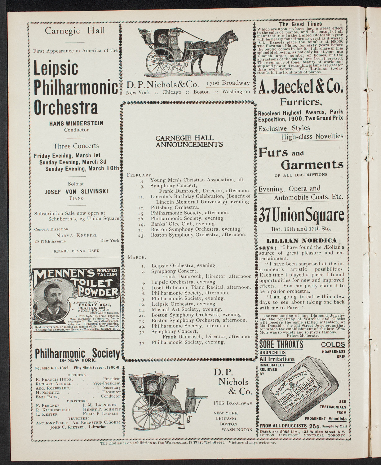 New York Philharmonic, February 2, 1901, program page 2