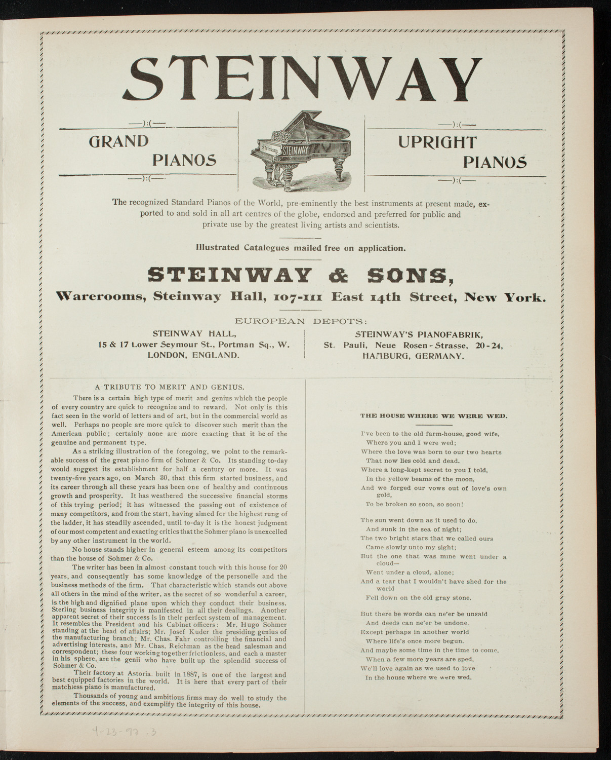 Grand Concert by Nahan Franko, April 23, 1897, program page 5