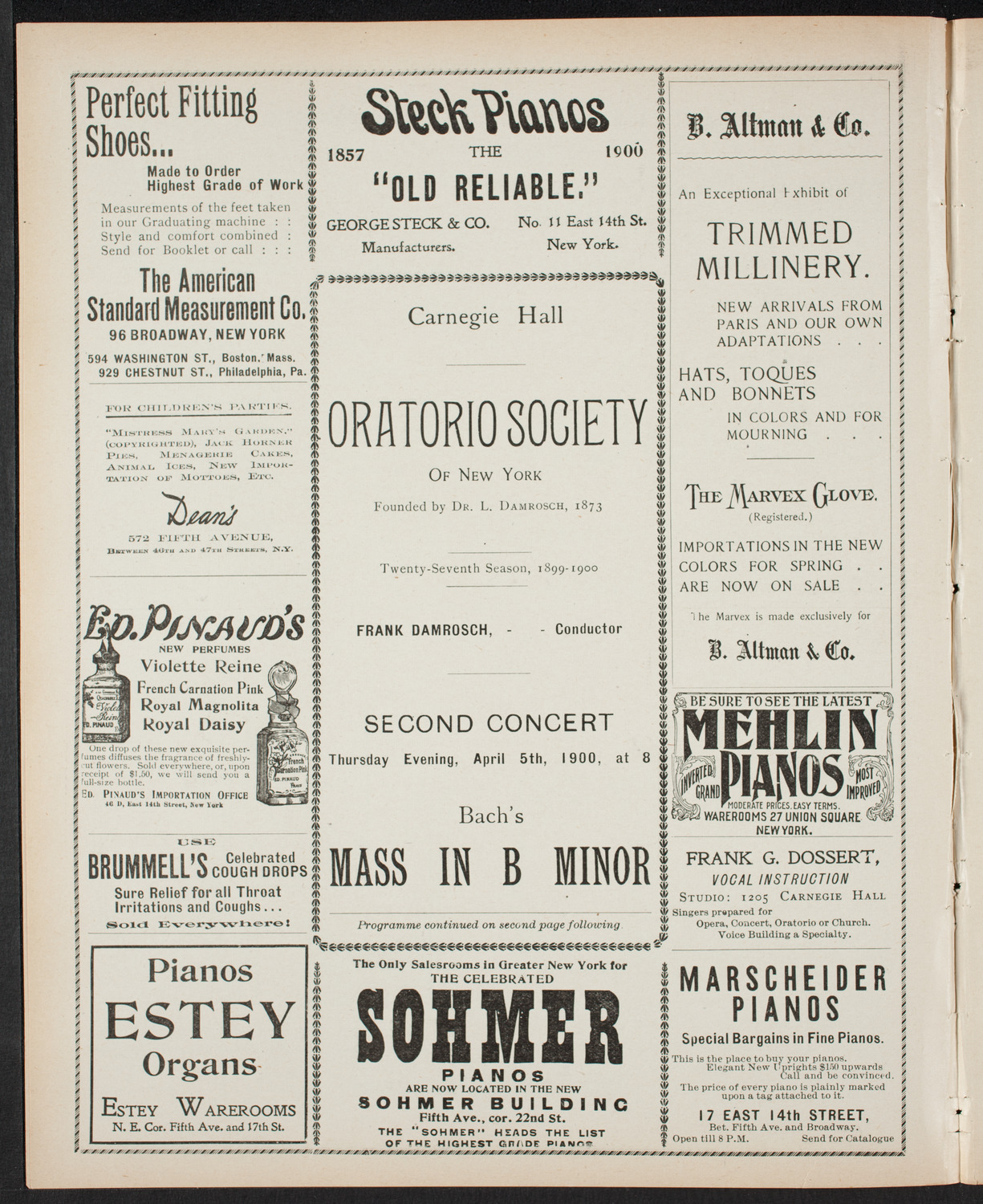 Oratorio Society of New York, April 5, 1900, program page 4