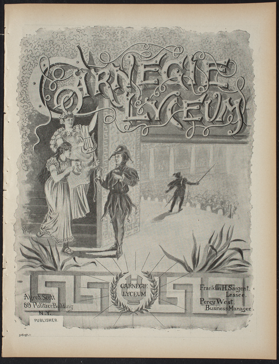 Saturday Morning Conferences on Comparative Literature, March 6, 1897, program page 1