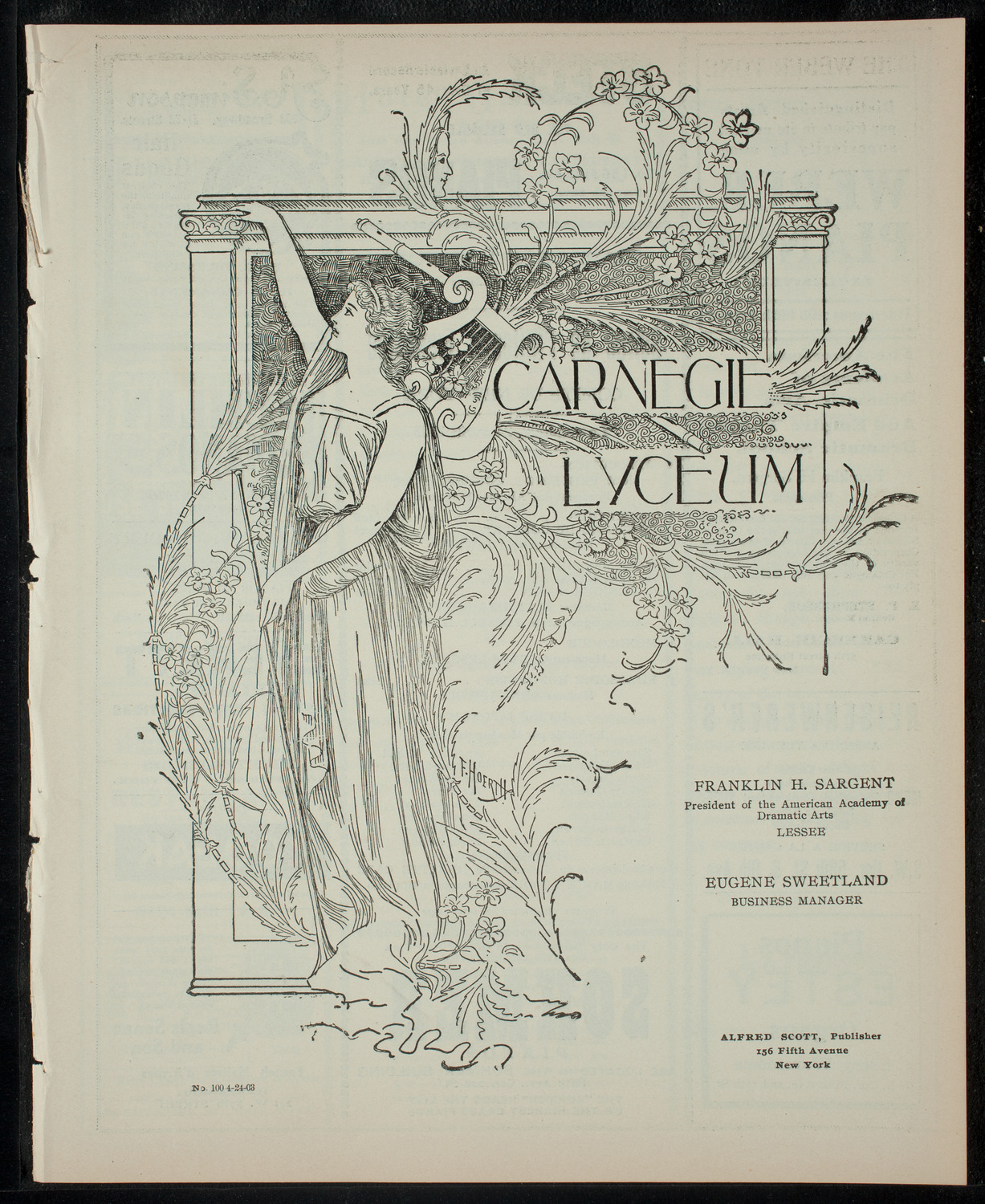 Soirée de l'Alliance Française, April 24, 1903, program page 1