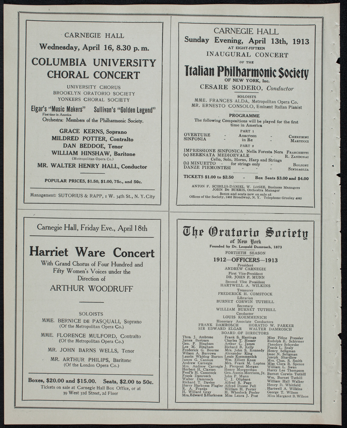New York Philharmonic, March 30, 1913, program page 10