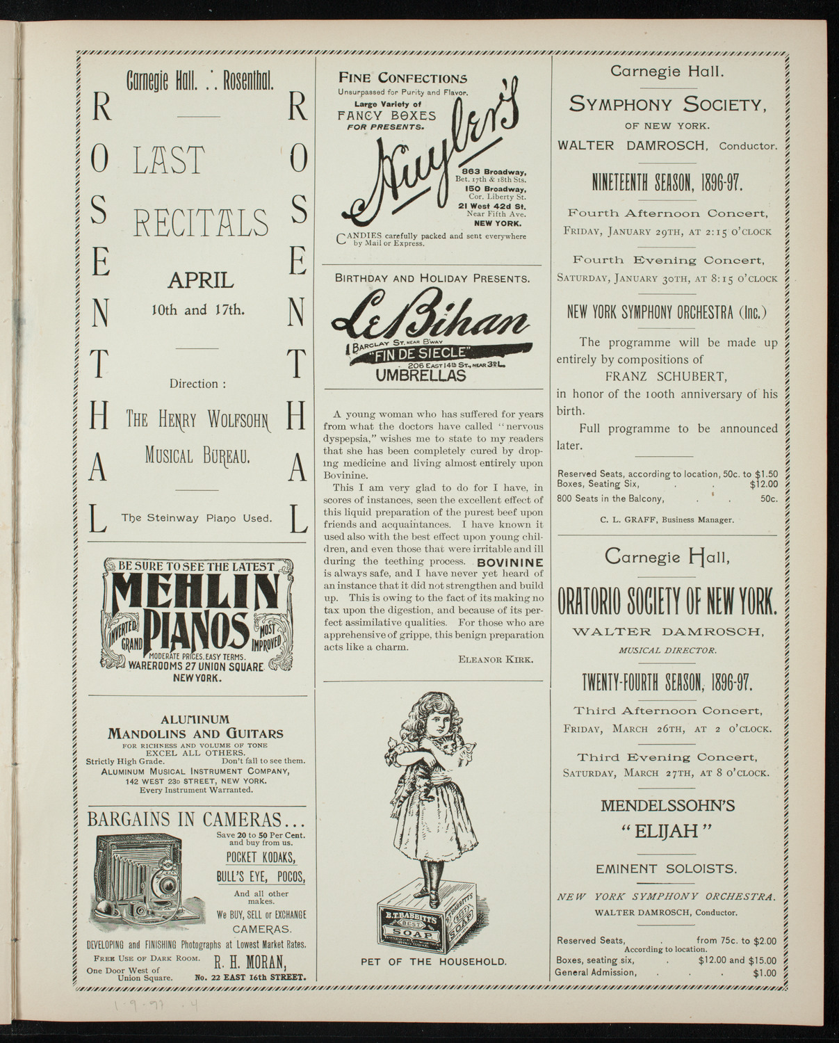 New York Philharmonic, January 9, 1897, program page 7