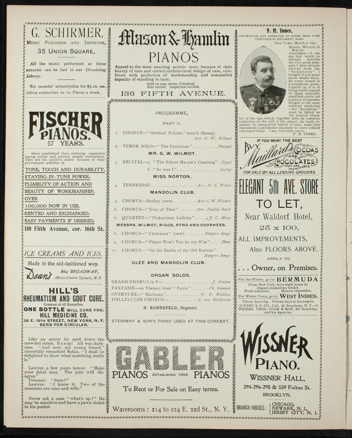 Rutgers College Glee and Mandolin Club, January 14, 1897, program page 6