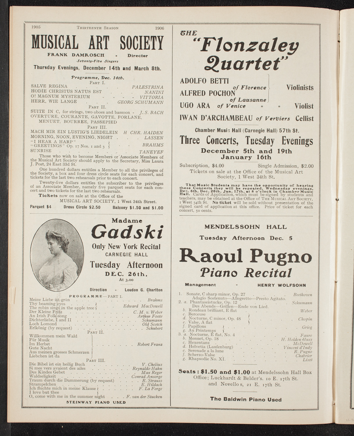 Jan Kubelik, Violin, with the New York Symphony Orchestra, November 30, 1905, program page 10