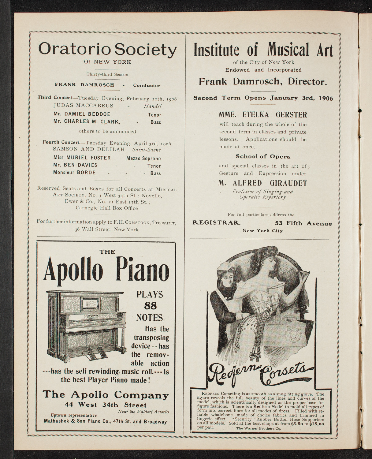 New York Philharmonic, January 12, 1906, program page 2