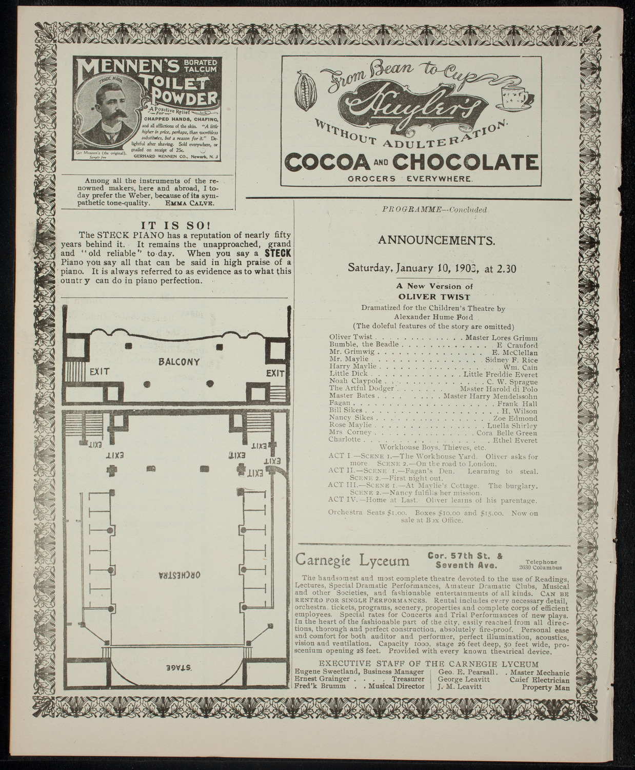 Dress Rehearsal: Benefit for the Hebrew Technical School for Girls by the Children's Theatre, December 31, 1902, program page 4