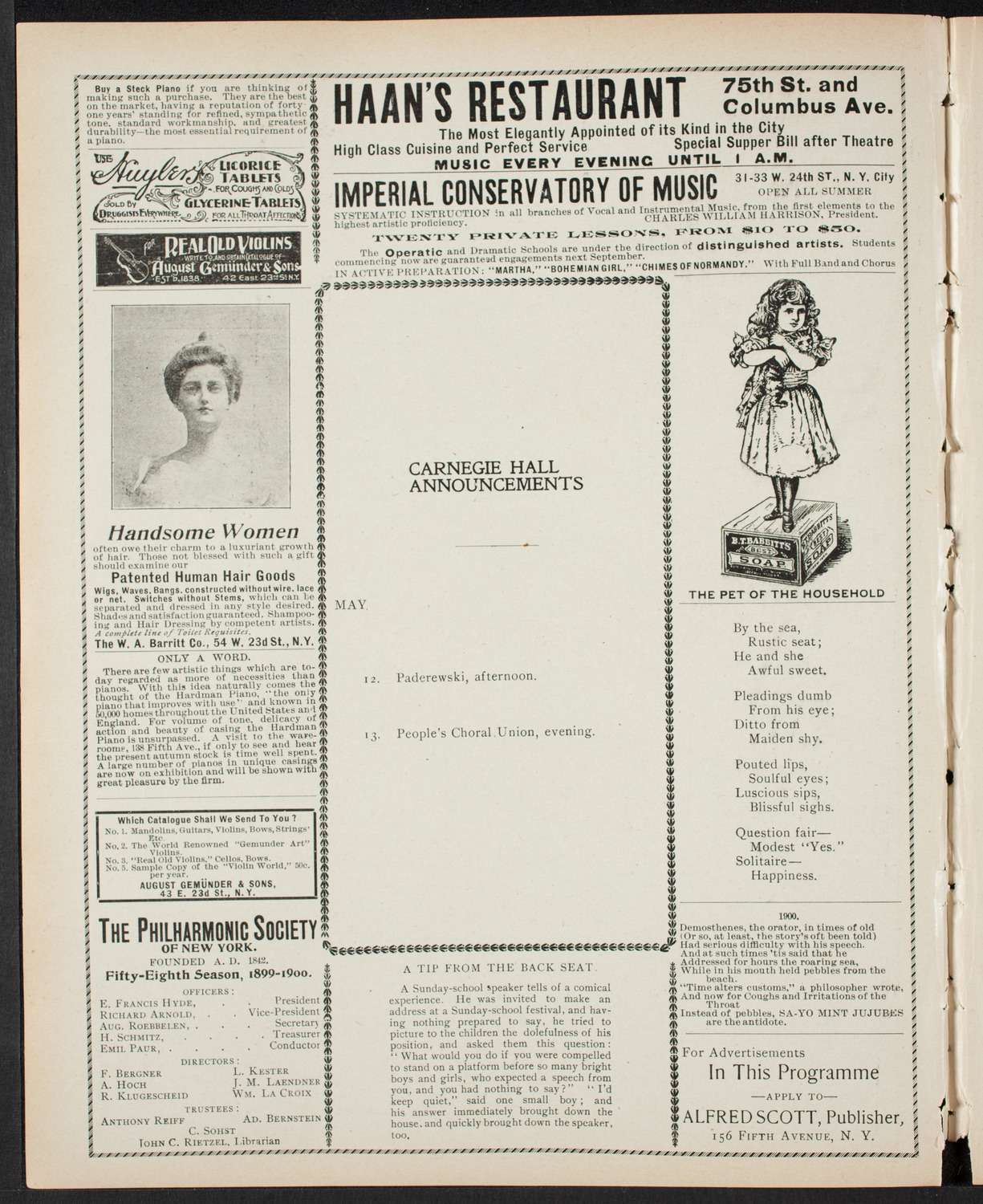 Teacher's Mutual Benefit Association Orchestral Concert, May 11, 1900, program page 2