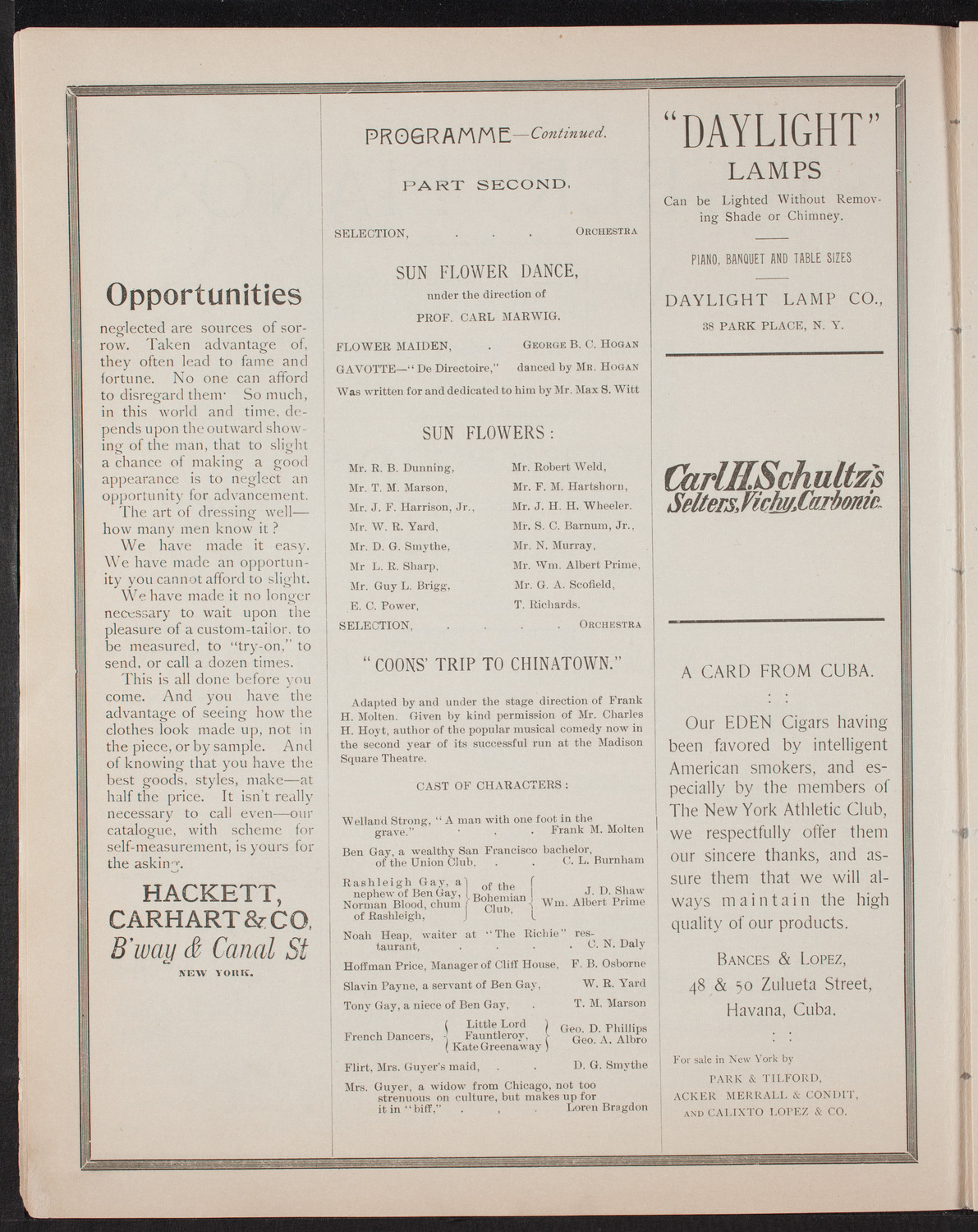 New York Athletic Club Minstrel Show, November 30, 1892, program page 8