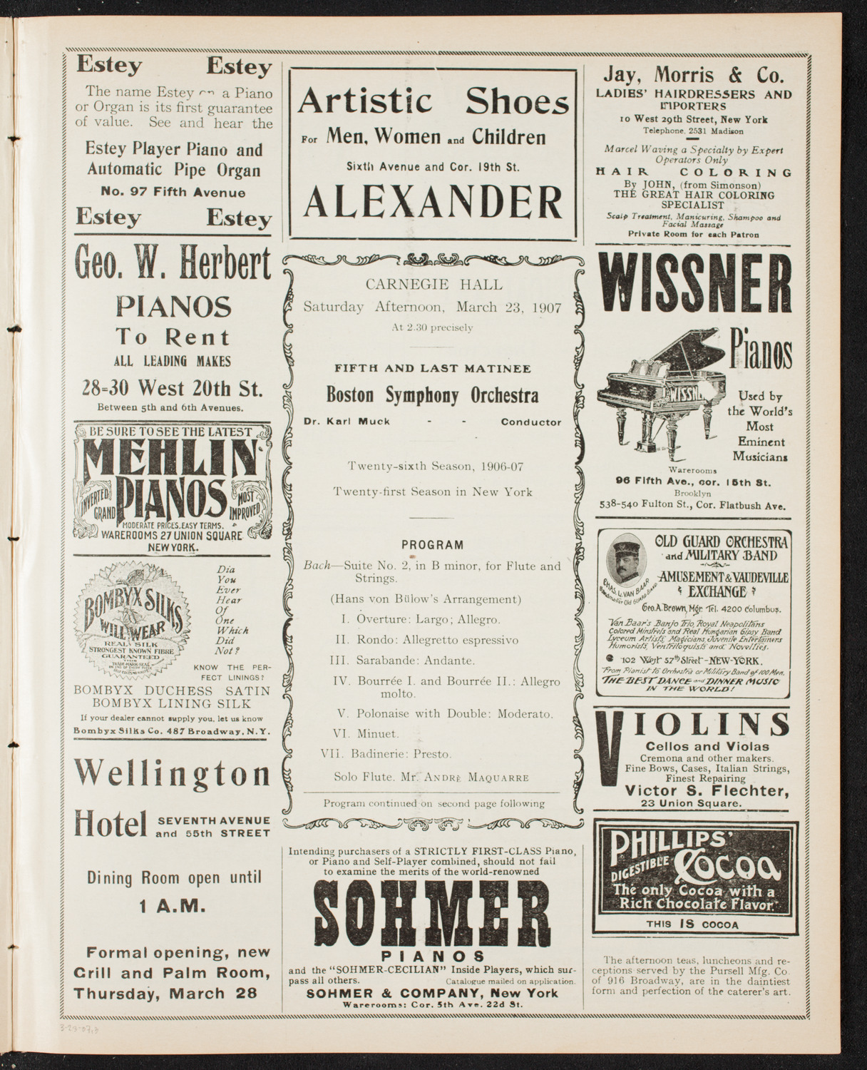 Boston Symphony Orchestra, March 23, 1907, program page 5
