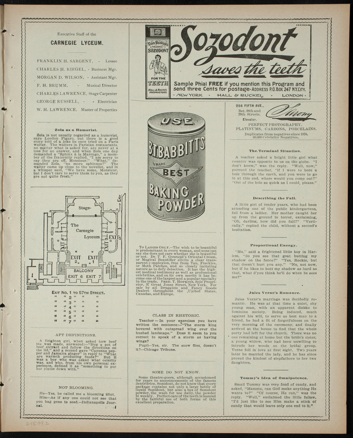 Comparative Literature Society Saturday Morning Conference, February 18, 1899, program page 3