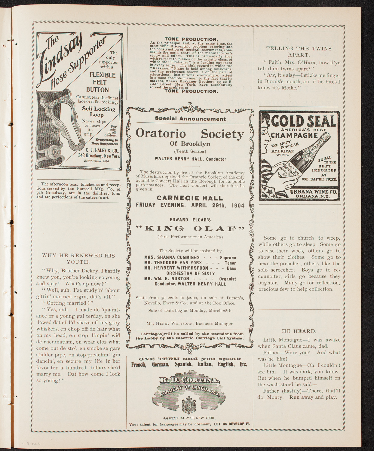 New York Banks' Glee Club, April 8, 1904, program page 9