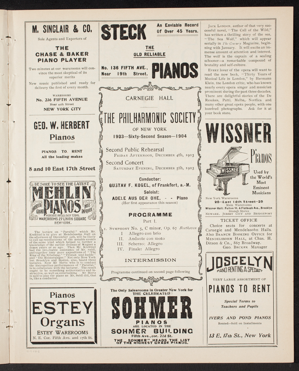 New York Philharmonic, December 4, 1903, program page 5