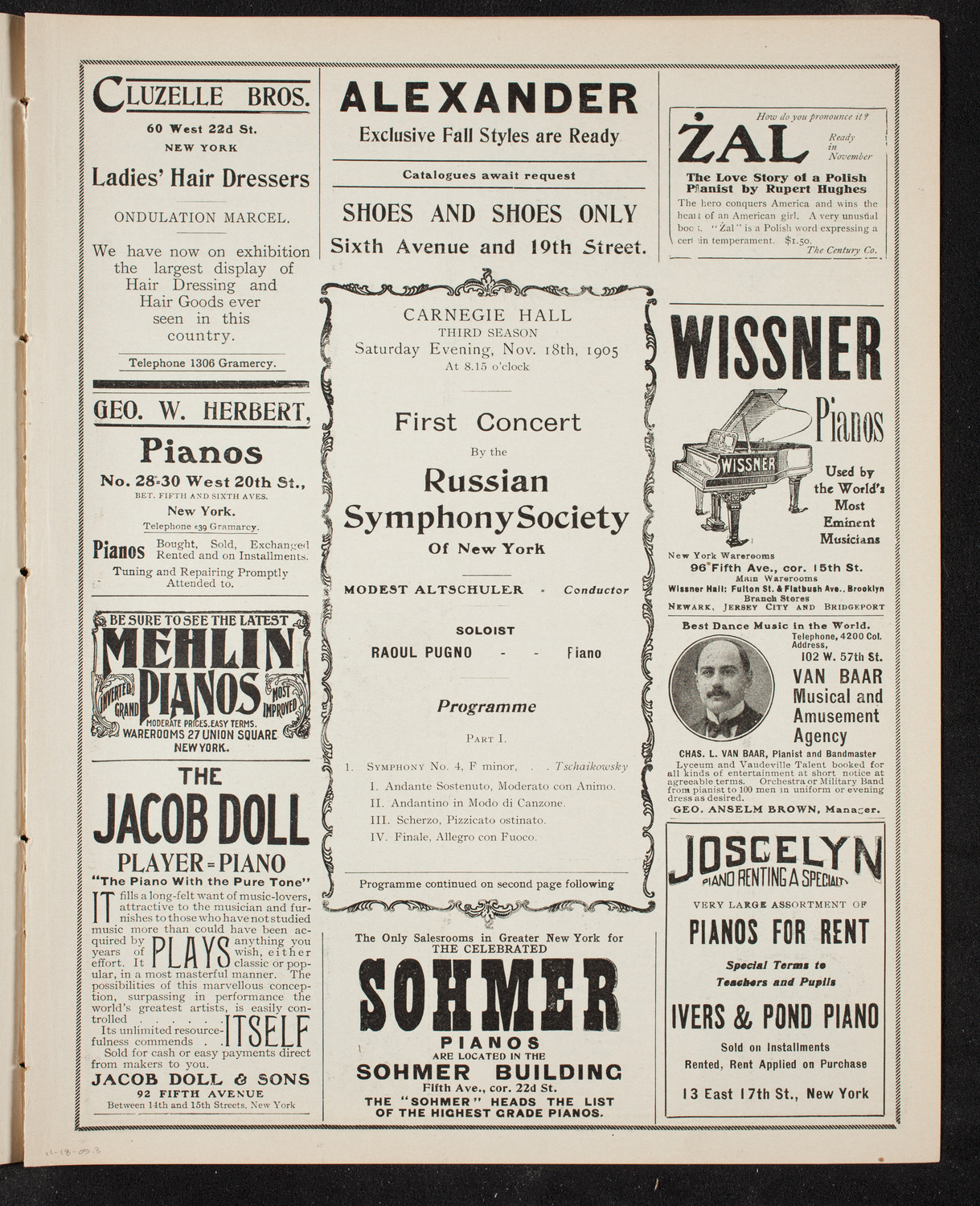 Russian Symphony Society of New York, November 18, 1905, program page 5