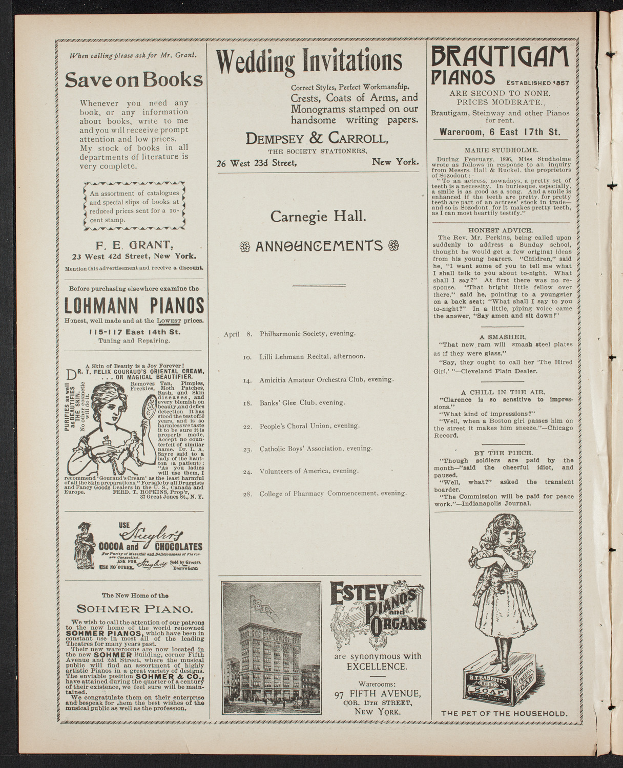 Elmendorf Lecture: The Entire War with Spain in Cuba, April 8, 1899, program page 2