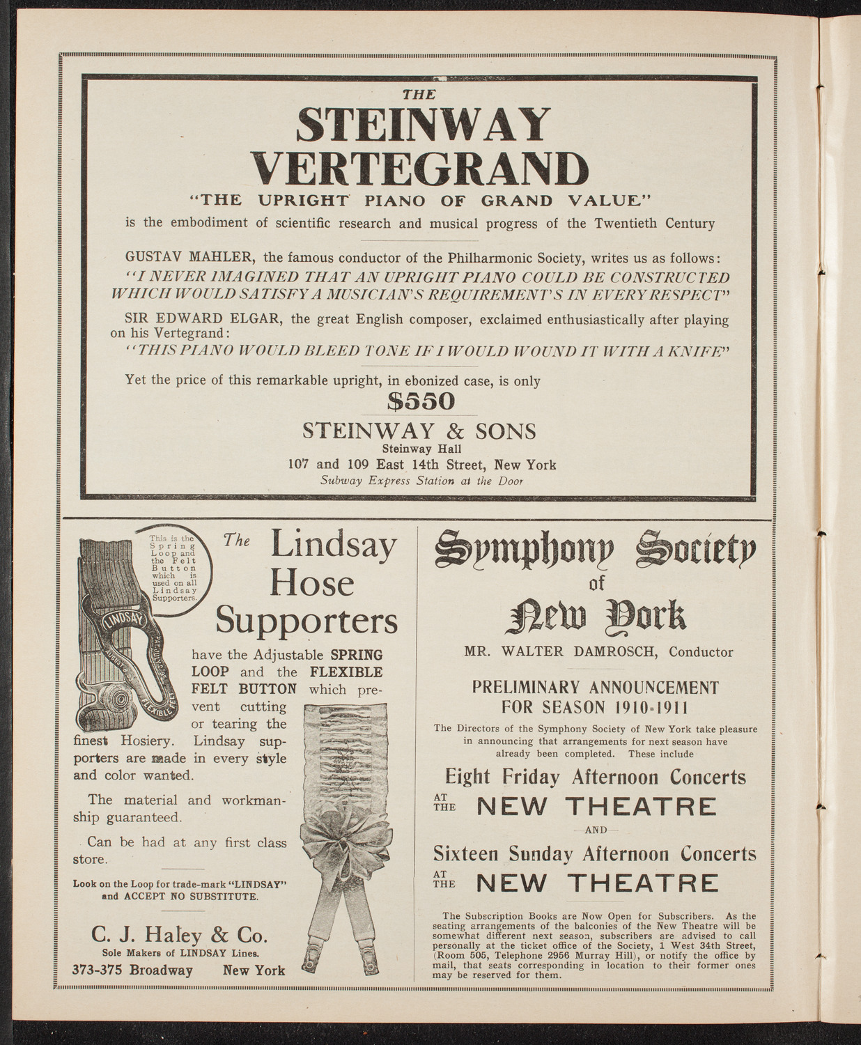 New York Philharmonic, March 27, 1910, program page 4
