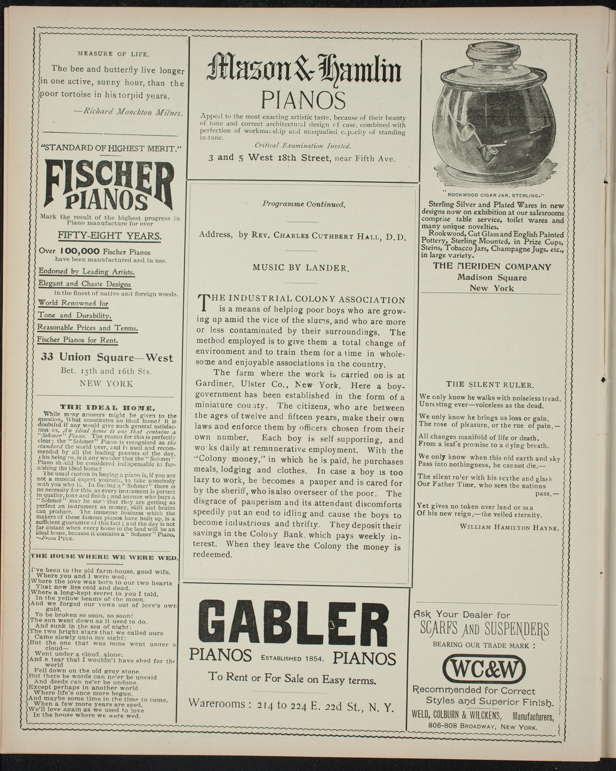 Meeting: Industrial Colony Association, November 23, 1897, program page 6