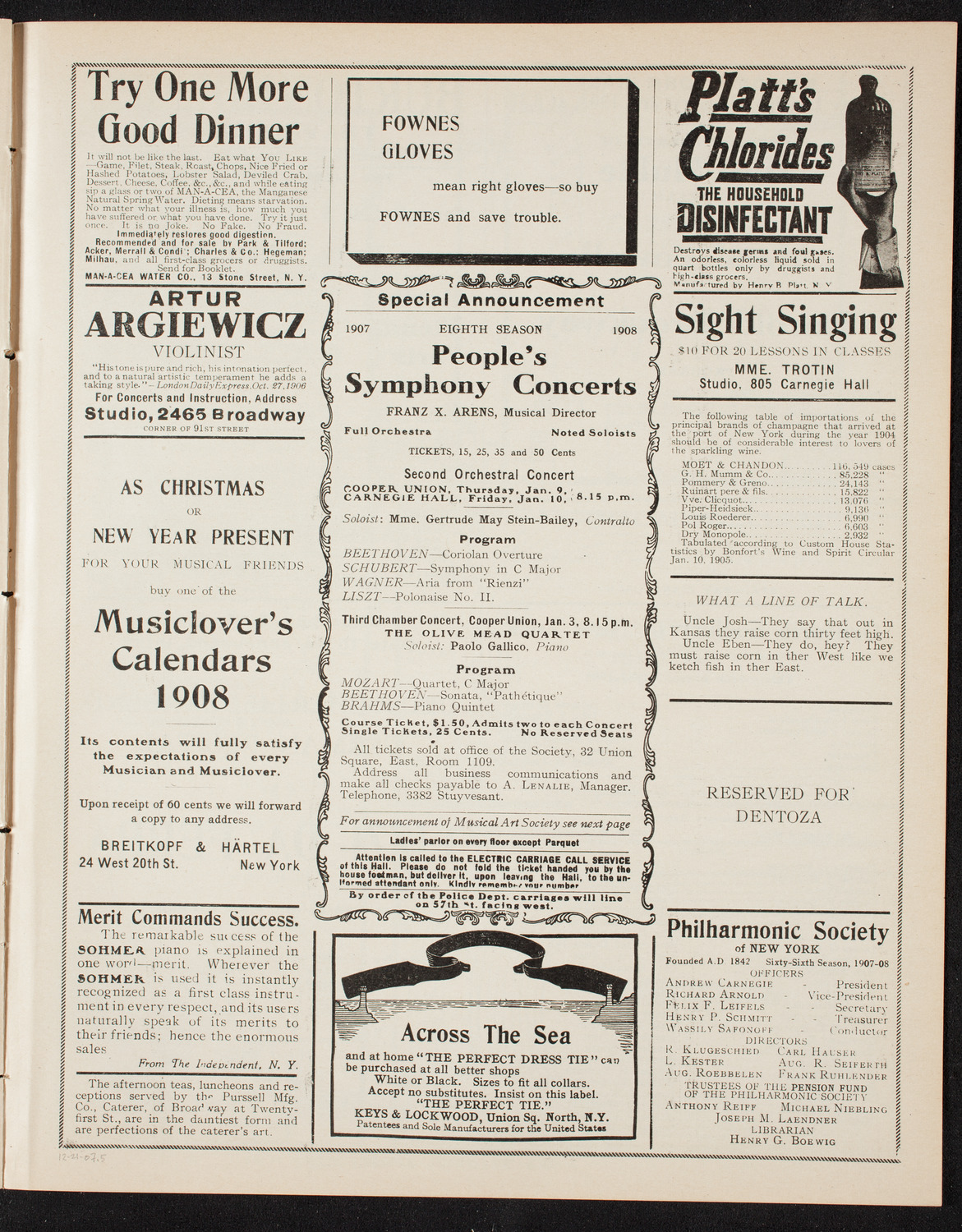 Symphony Concert for Young People, December 21, 1907, program page 9