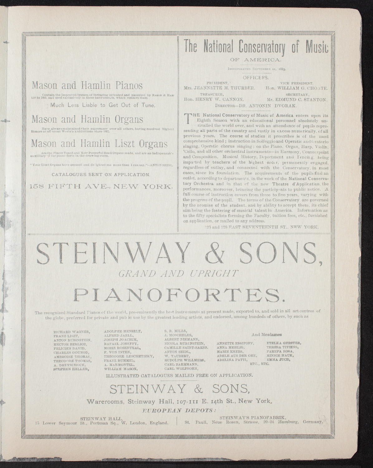 New York Symphony String Quartet, January 24, 1893, program page 3