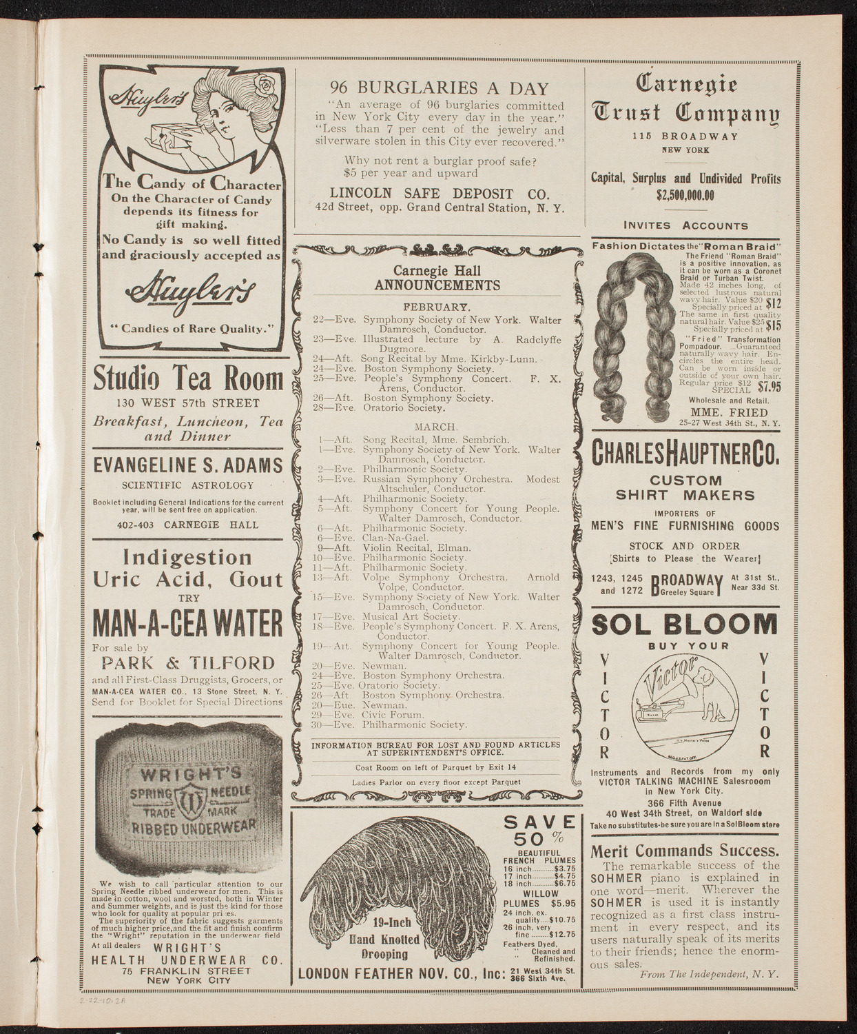 Ludwig Wüllner, Baritone, February 22, 1910, program page 3