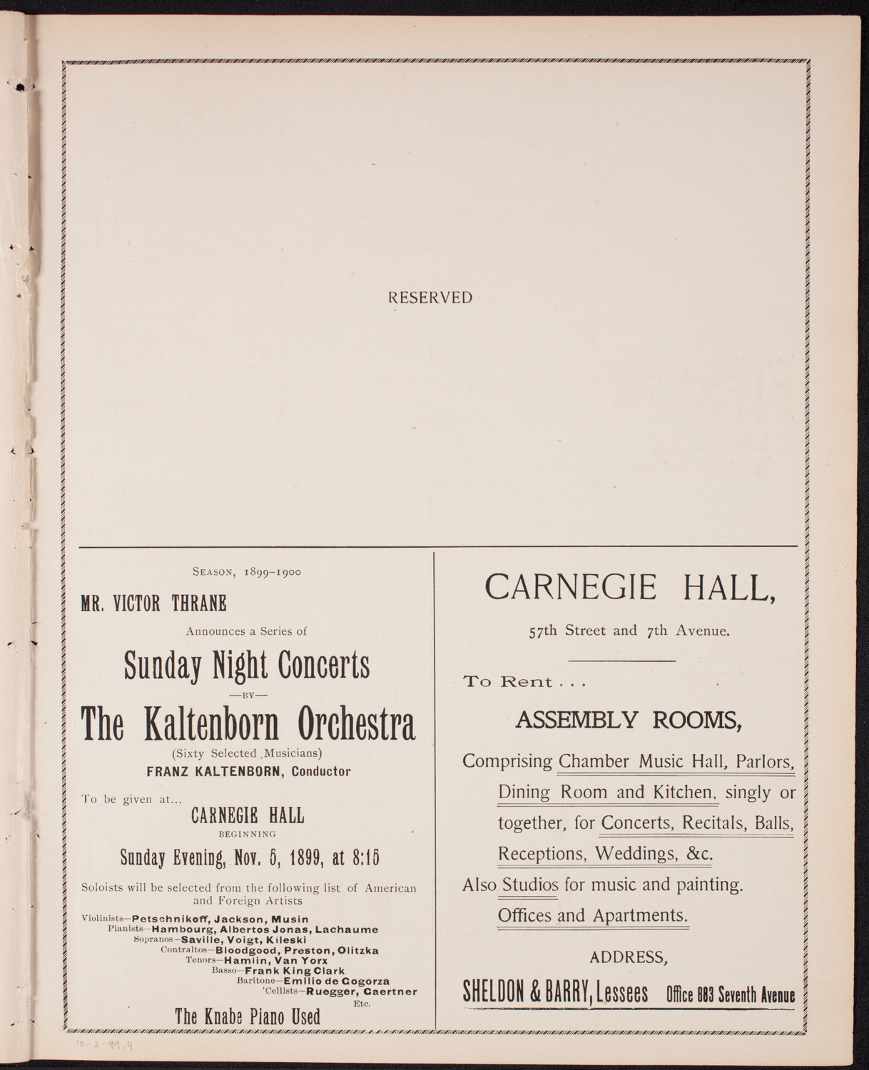 Metropolitan Street Railway Association Meeting and Vaudeville Program, October 7, 1899, program page 7