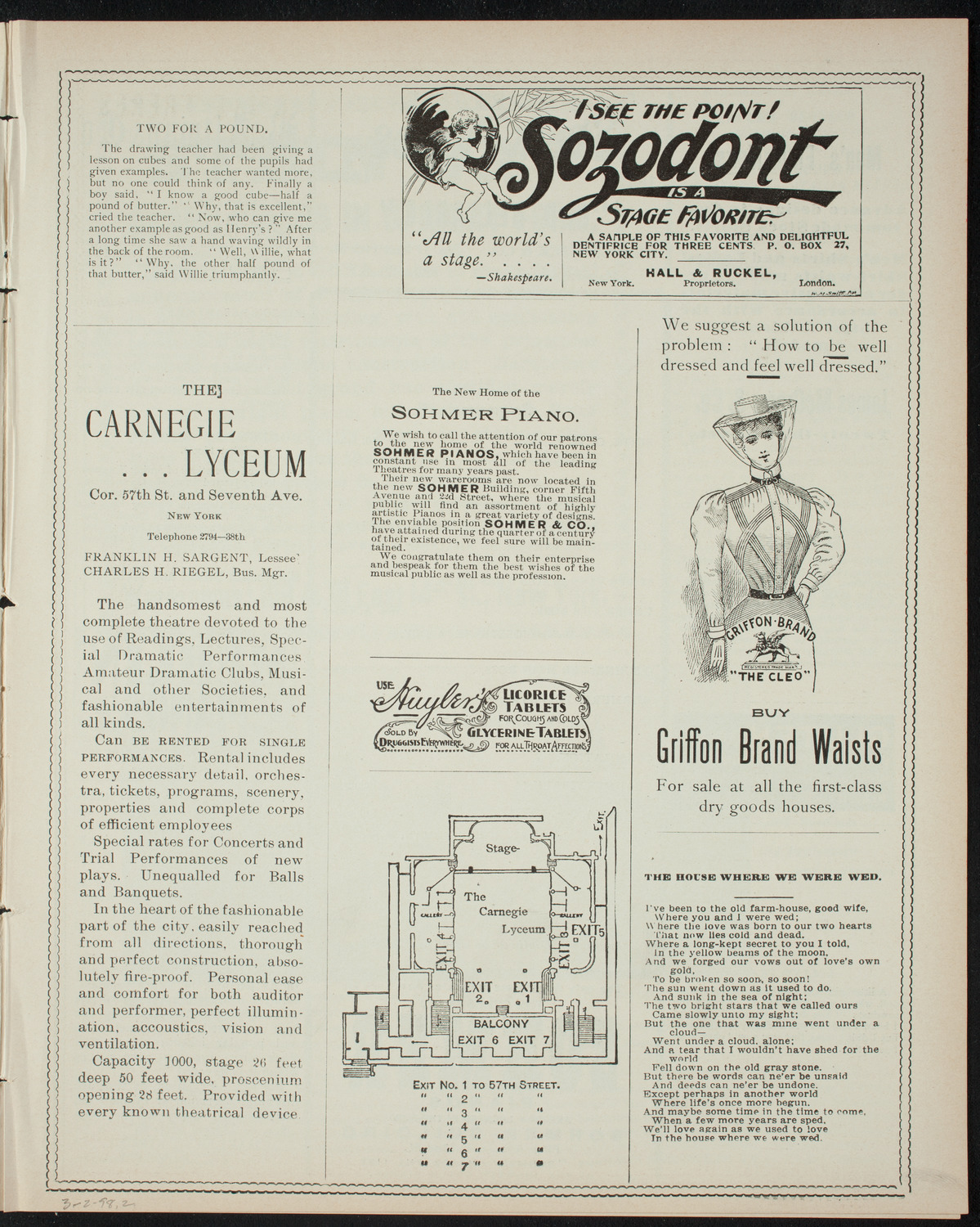 Powers-Mannes Wednesday Morning Musicale, March 2, 1898, program page 3