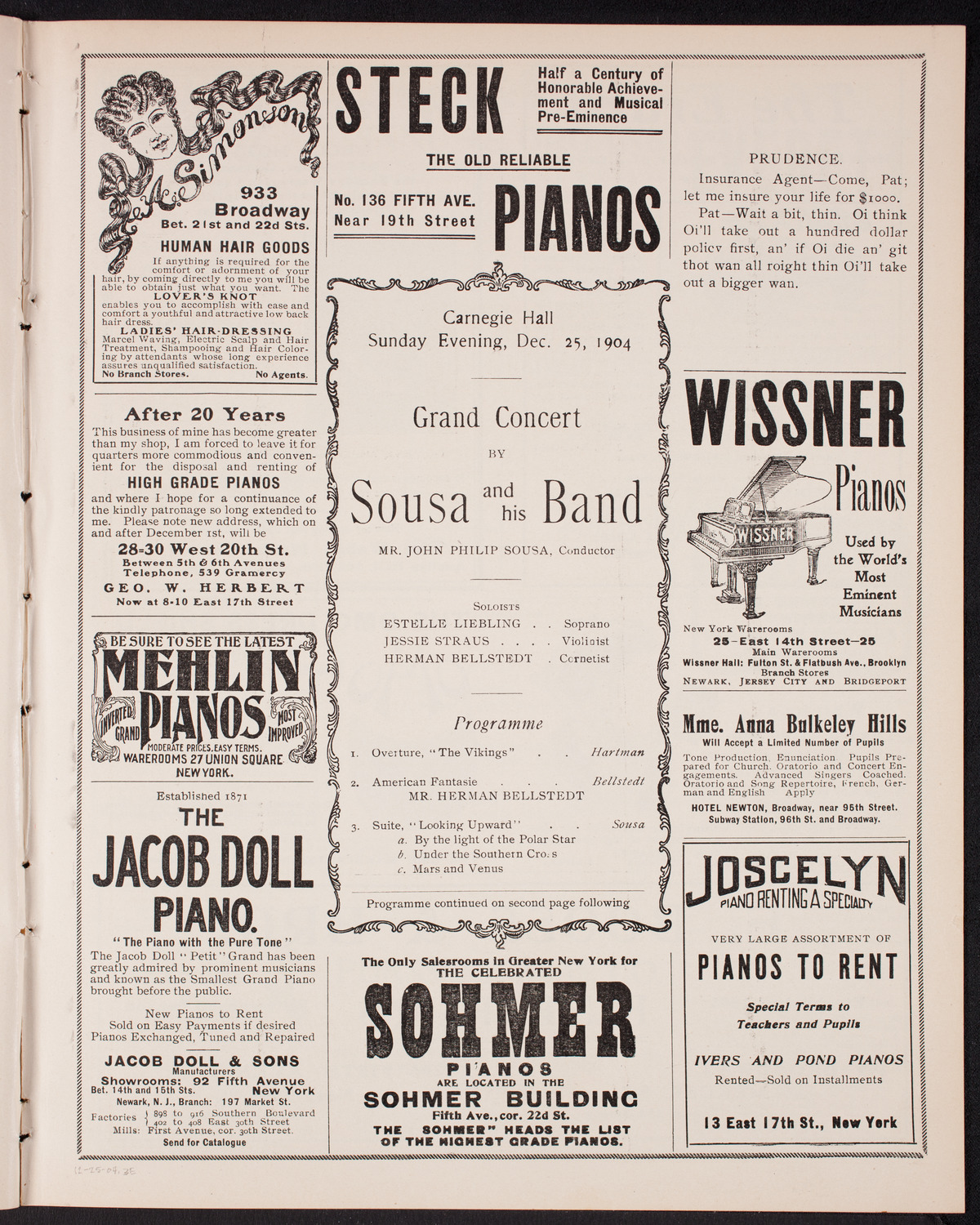 Sousa and His Band, December 25, 1904, program page 5