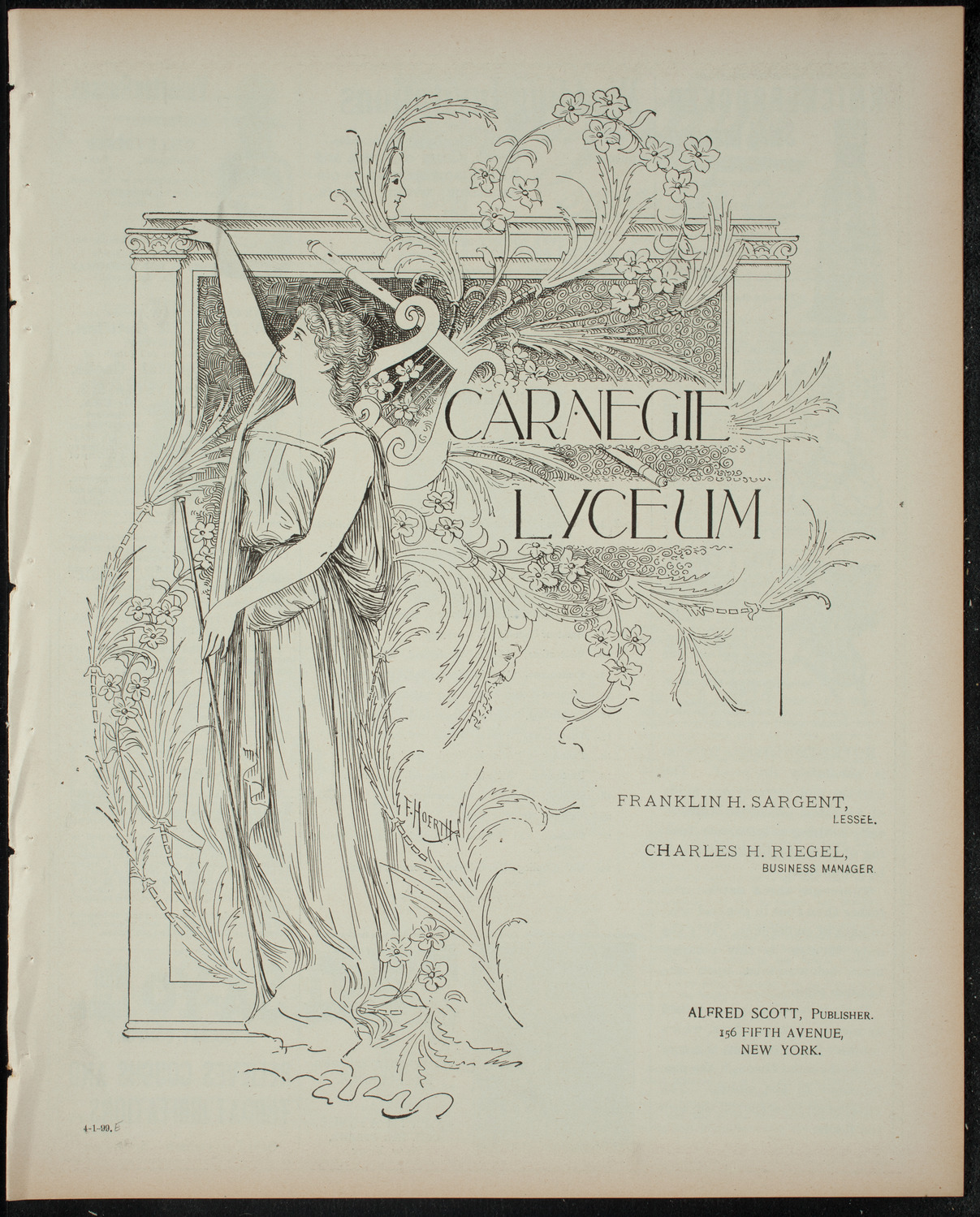 Garrick Dramatic Club, April 1, 1899, program page 1