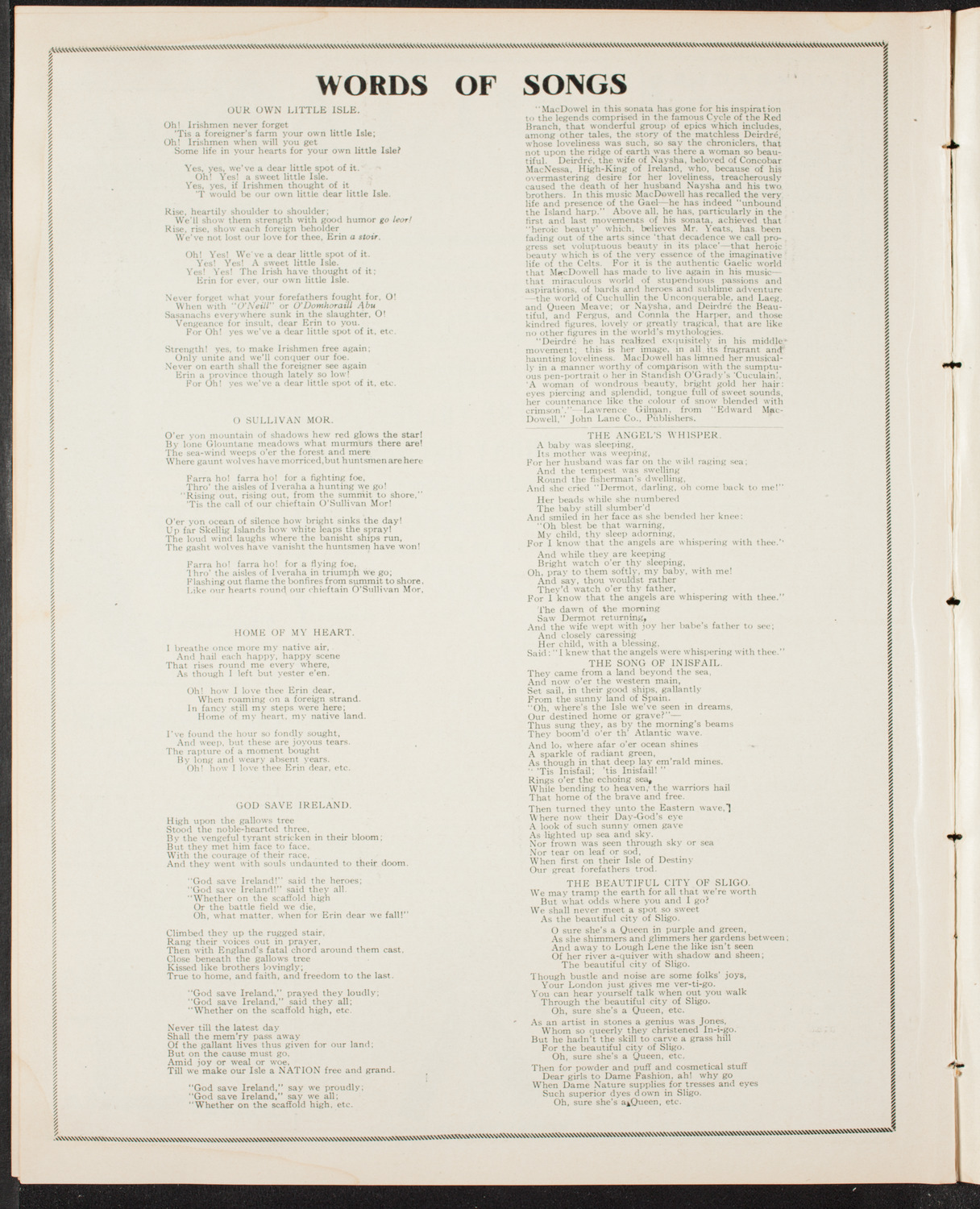 Gaelic Society: Feis Ceoil Agus Seanachas, April 7, 1907, program page 10