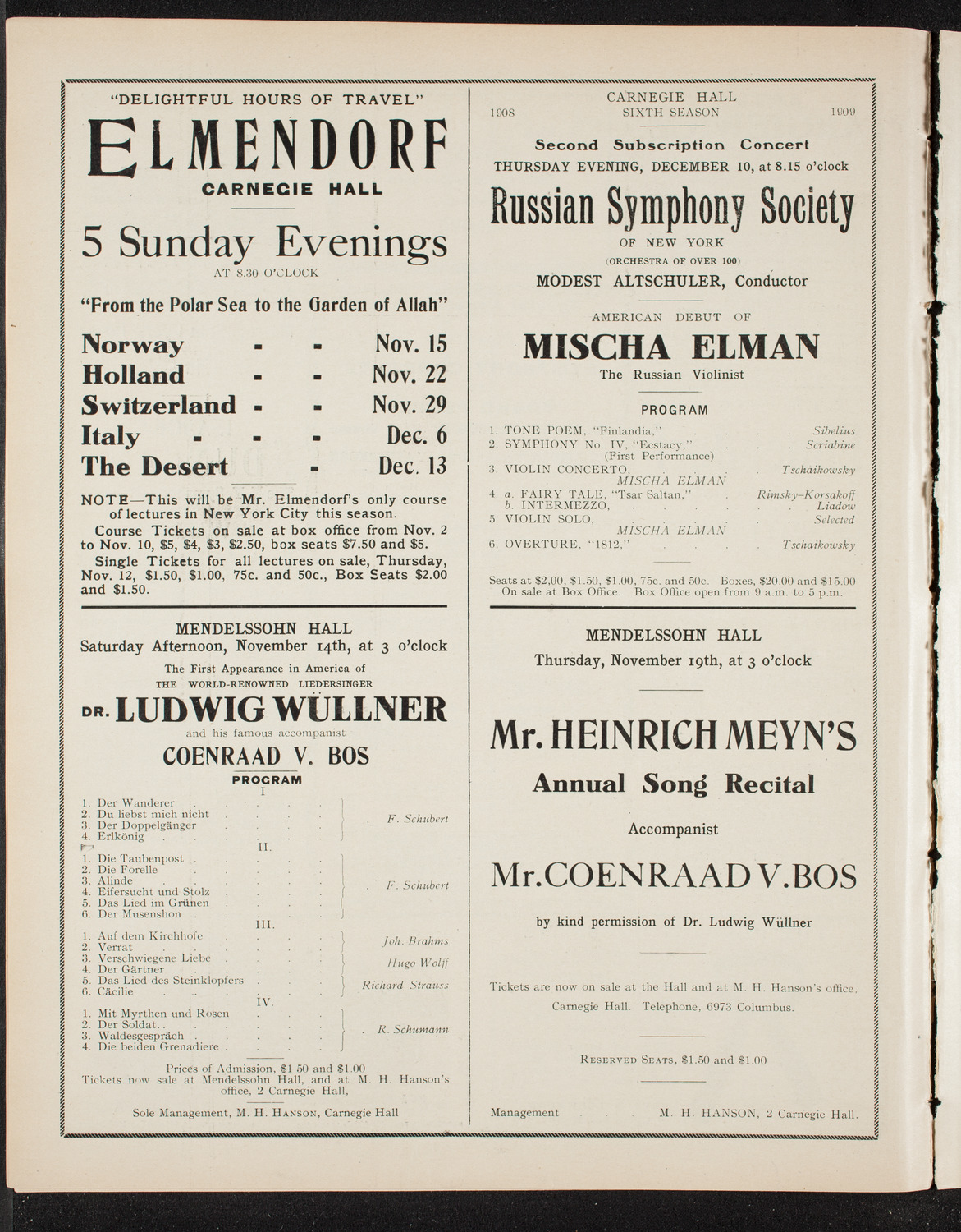 Russian Symphony Society of New York, November 12, 1908, program page 10