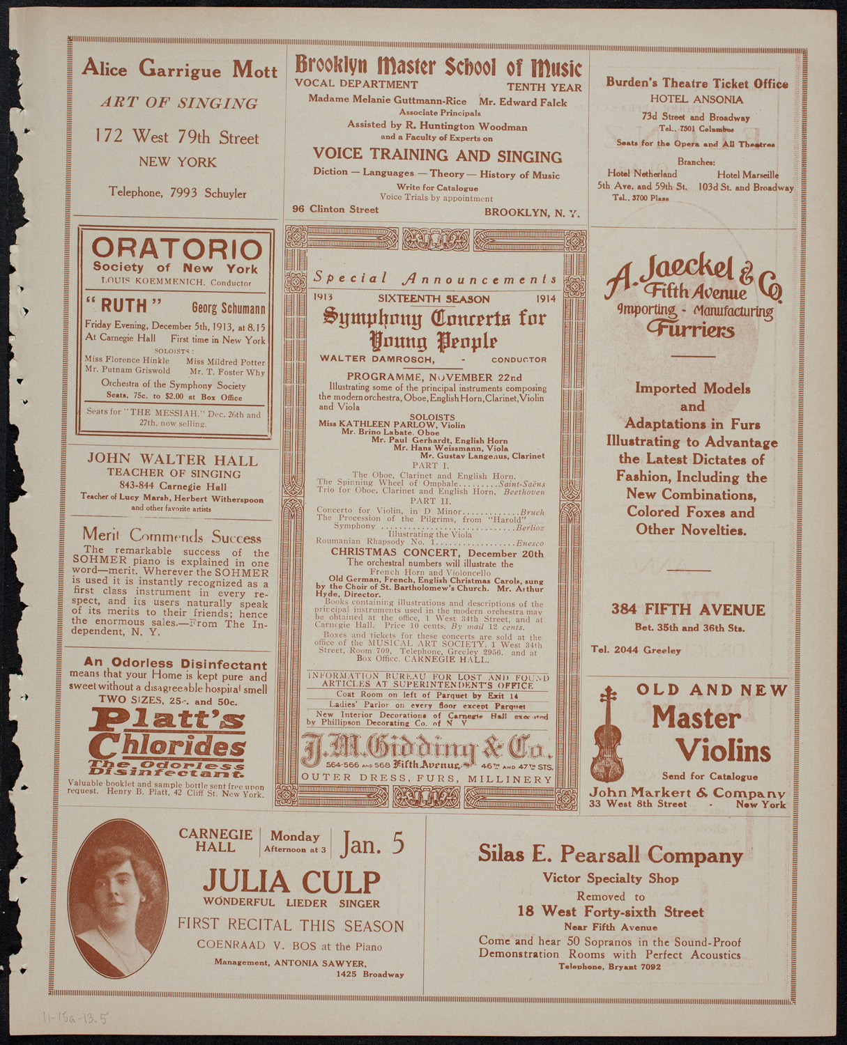Ignacy Jan Paderewski, Piano, November 15, 1913, program page 9
