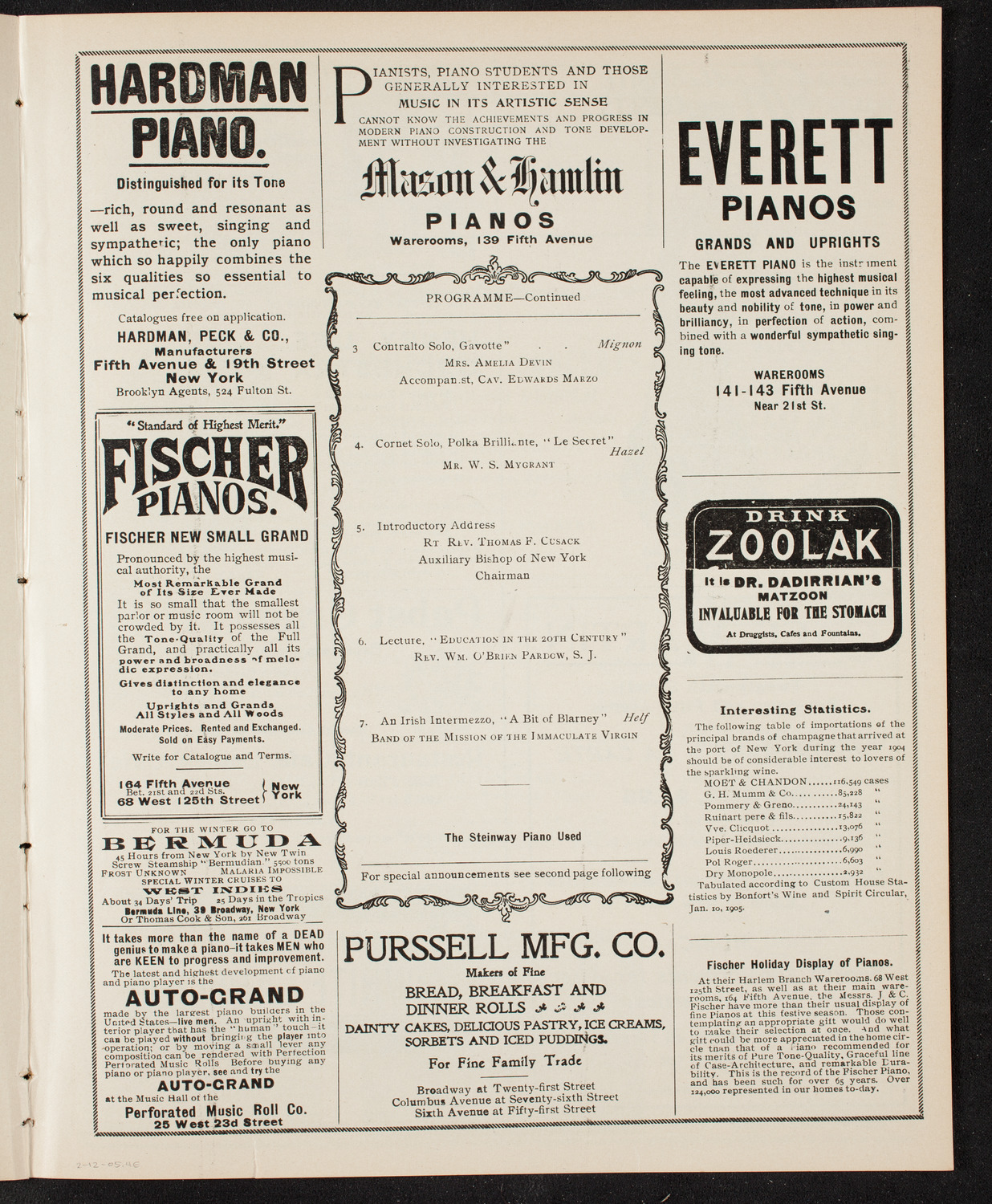 Benefit: Society of St. Vincent de Paul, February 12, 1905, program page 7