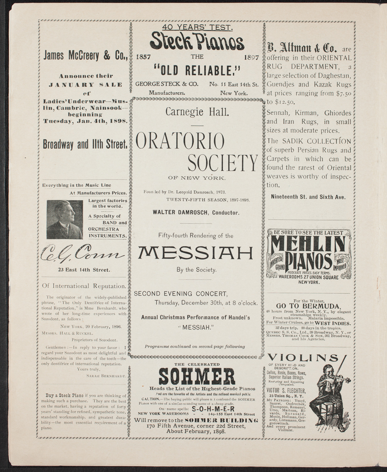 Oratorio Society of New York, December 30, 1897, program page 4