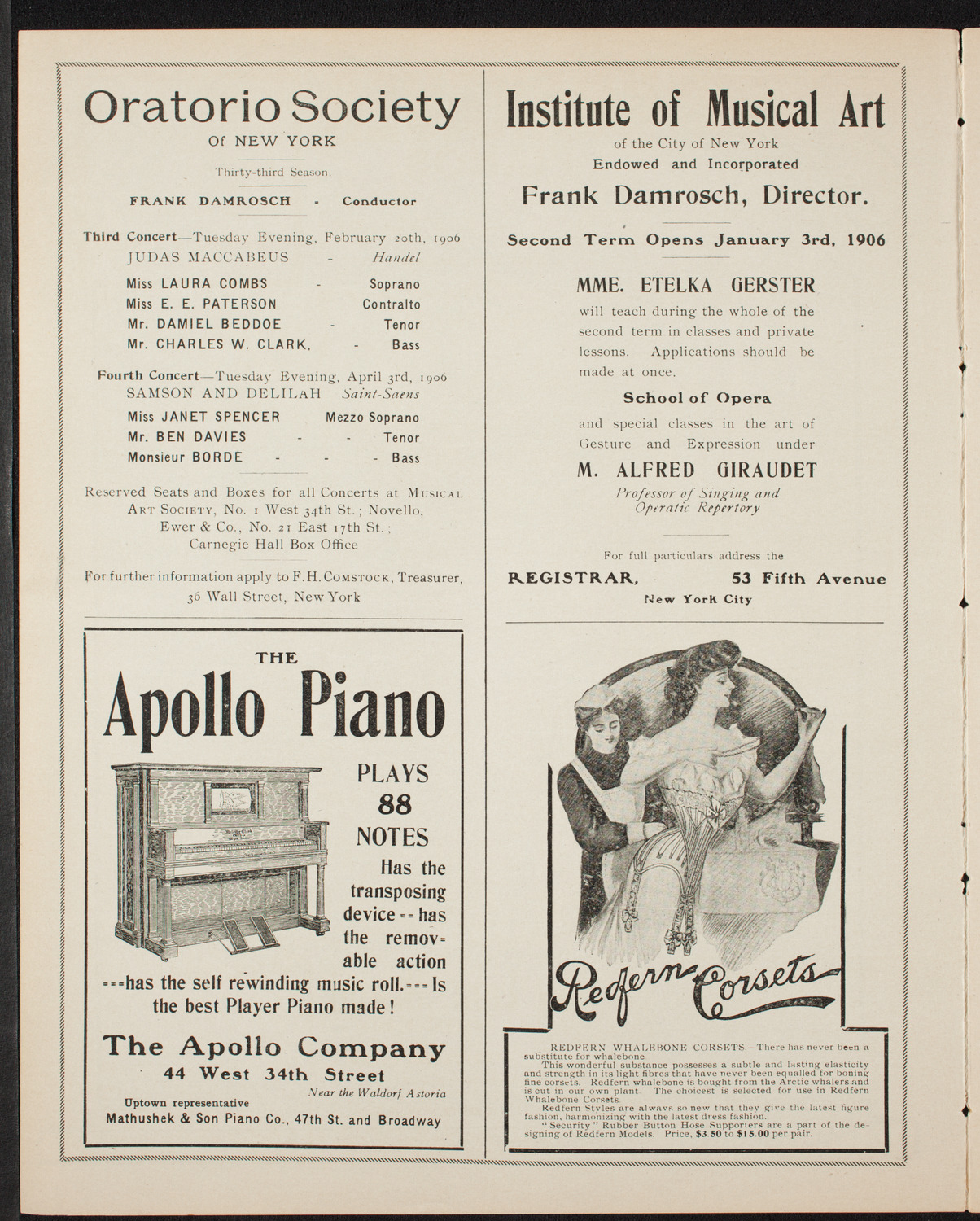 People's Symphony Concert, February 17, 1906, program page 2