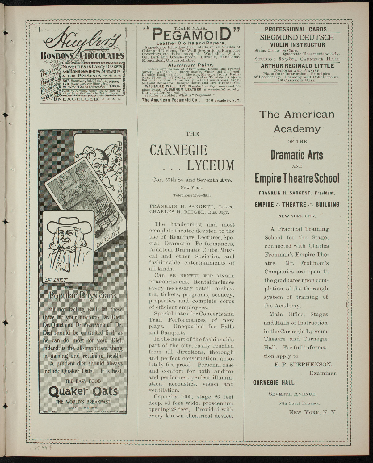 Garrick Dramatic Club, January 25, 1899, program page 7