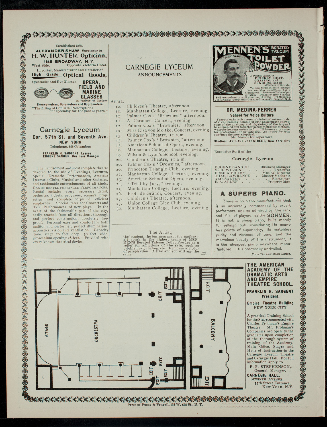 Students' Dramatic Club, April 9, 1901, program page 4