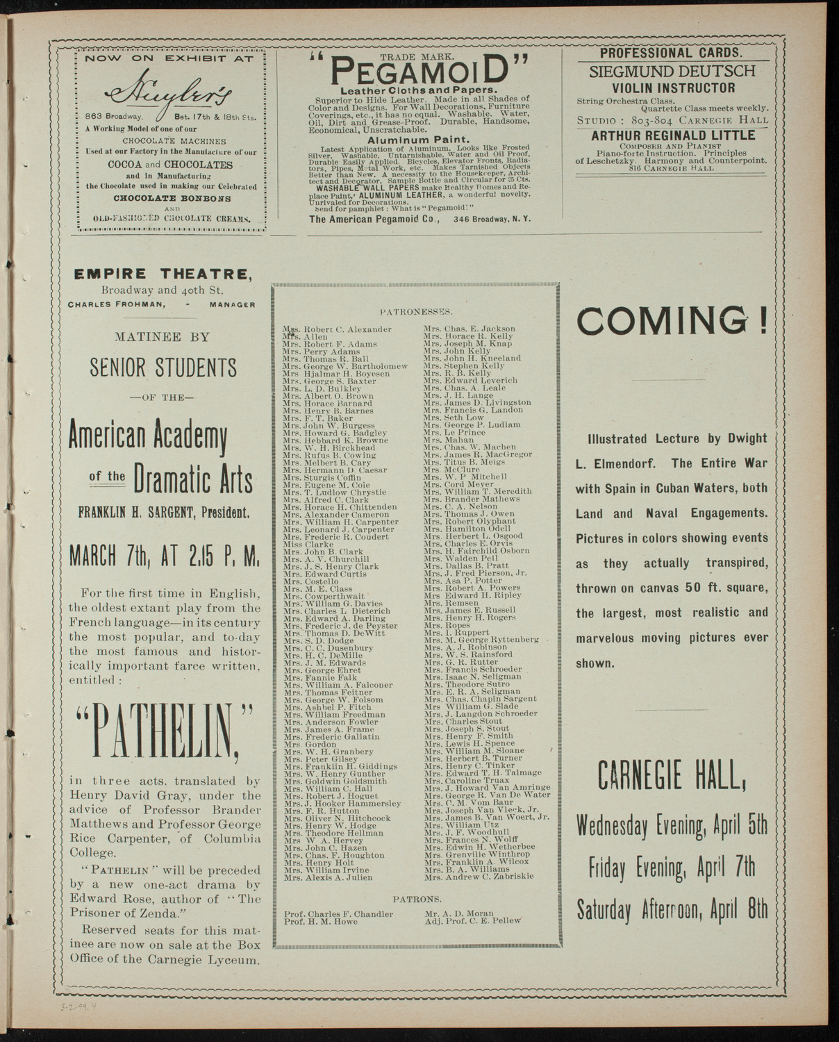 Columbia University Musical Society, March 2, 1899, program page 7