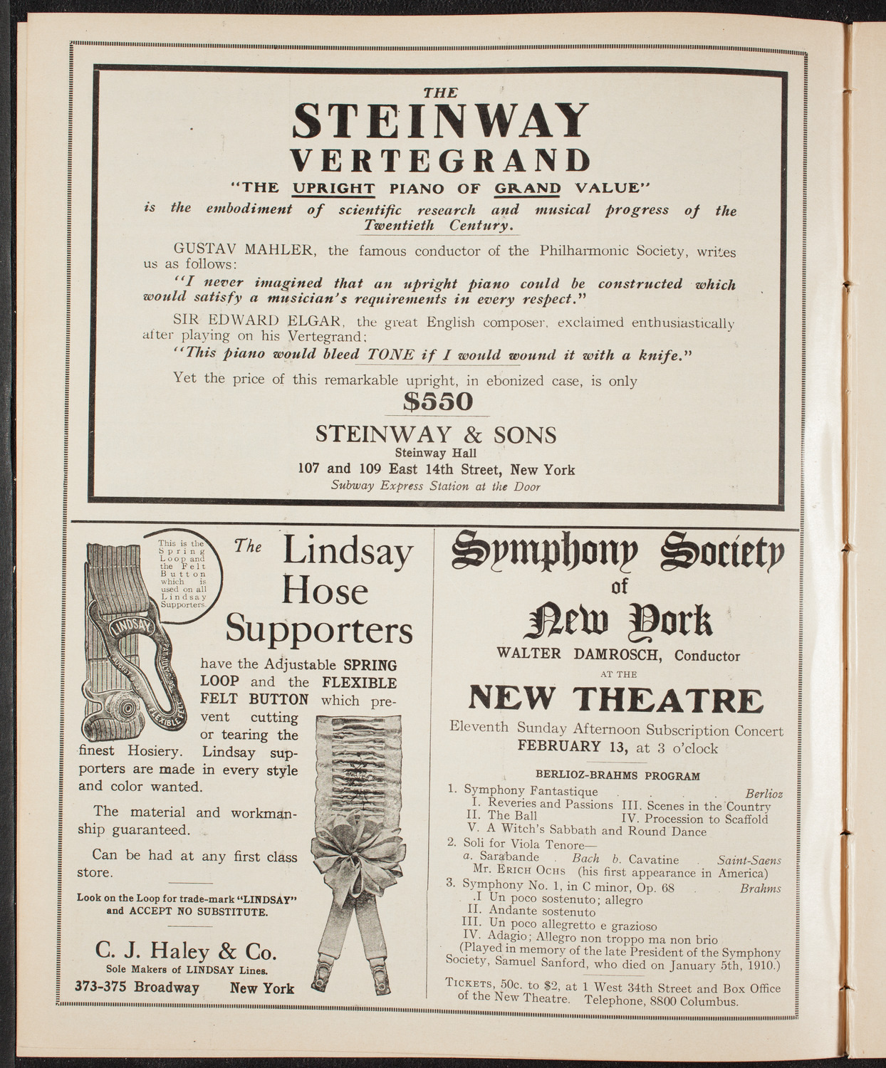 Russian Symphony Society of New York, February 10, 1910, program page 4