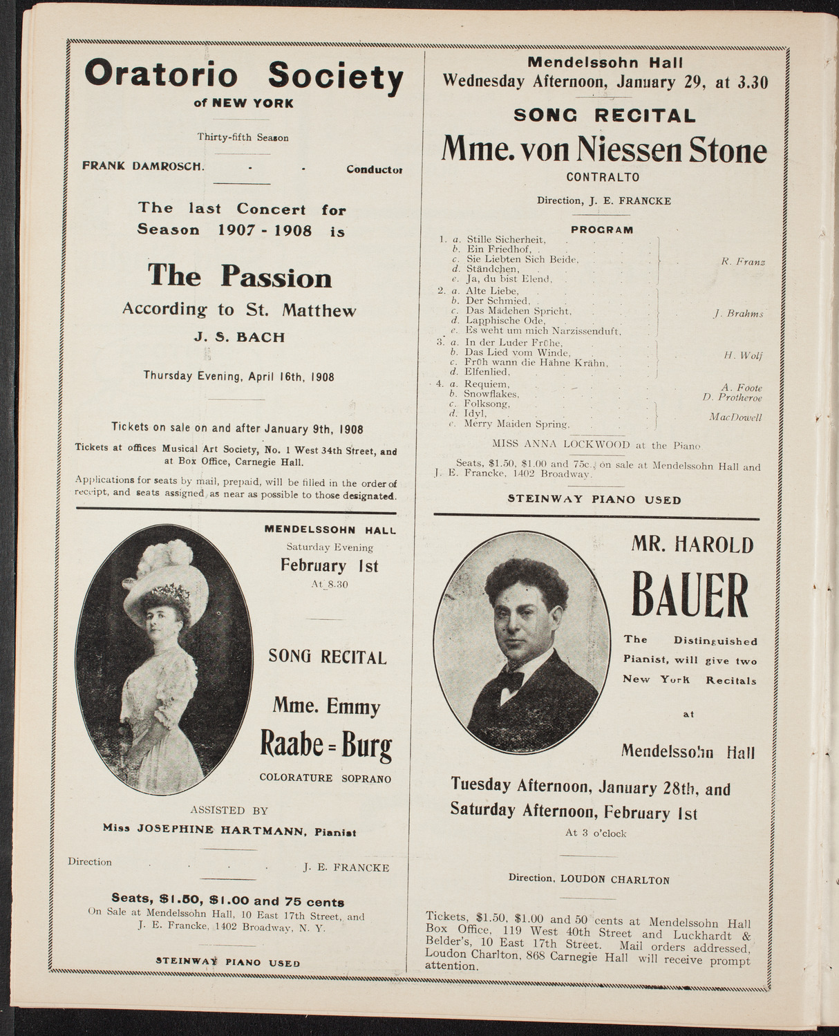 Volpe Symphony Society of New York, January 23, 1908, program page 10
