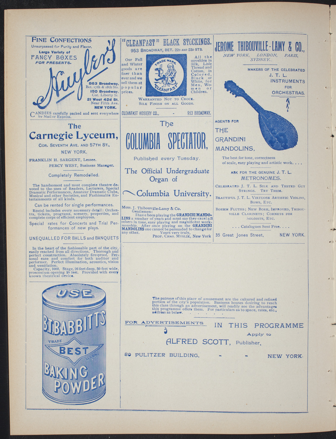 Columbia College Musical Society, February 20, 1897, program page 4