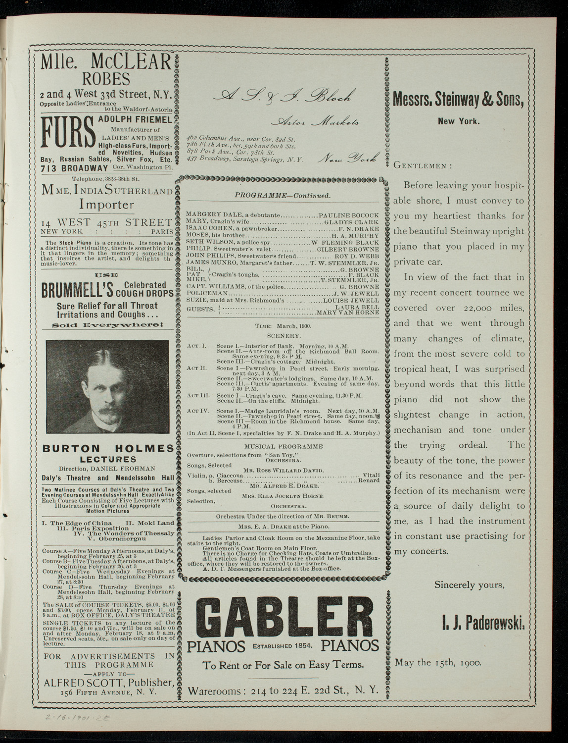 Dramtic Entertainment by The Spiders, February 16, 1901, program page 3