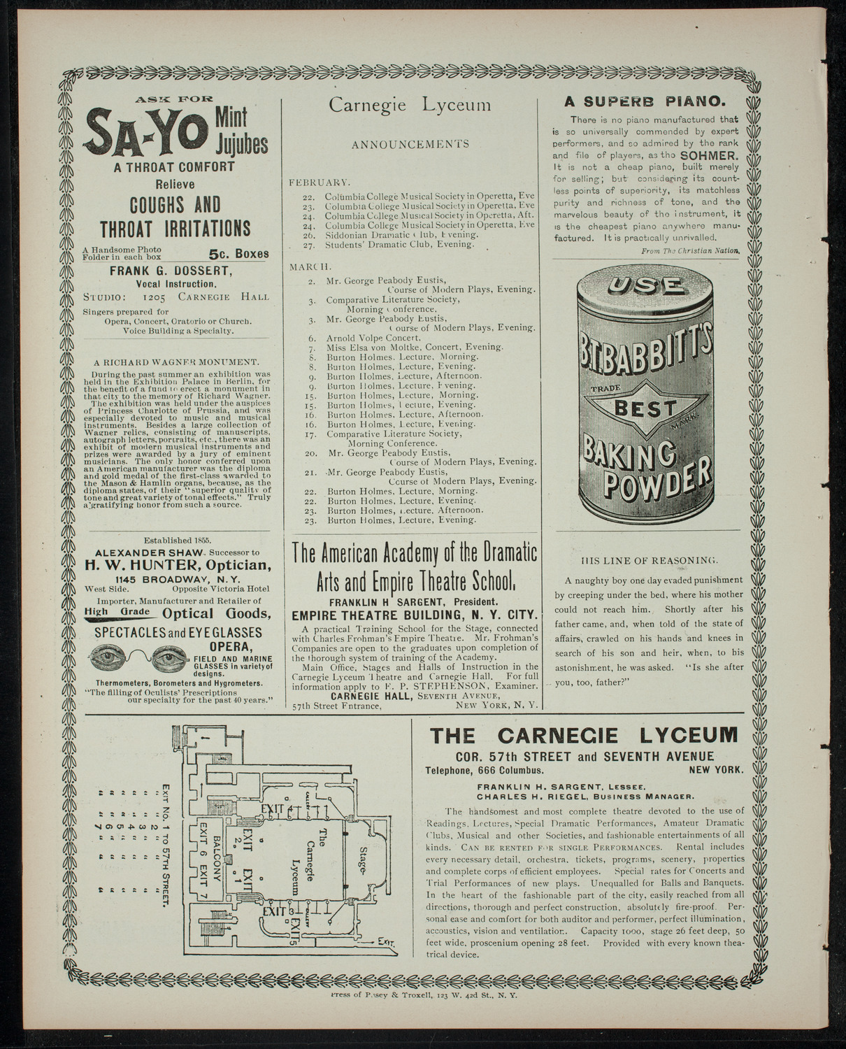 Columbia University Musical Society, February 21, 1900, program page 4