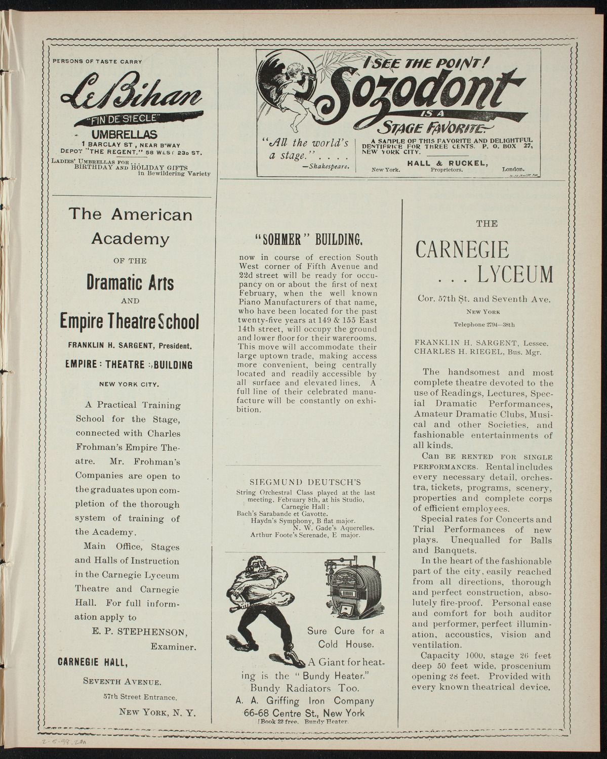 Comparative Literature Society Saturday Morning Conference, February 5, 1898, program page 3